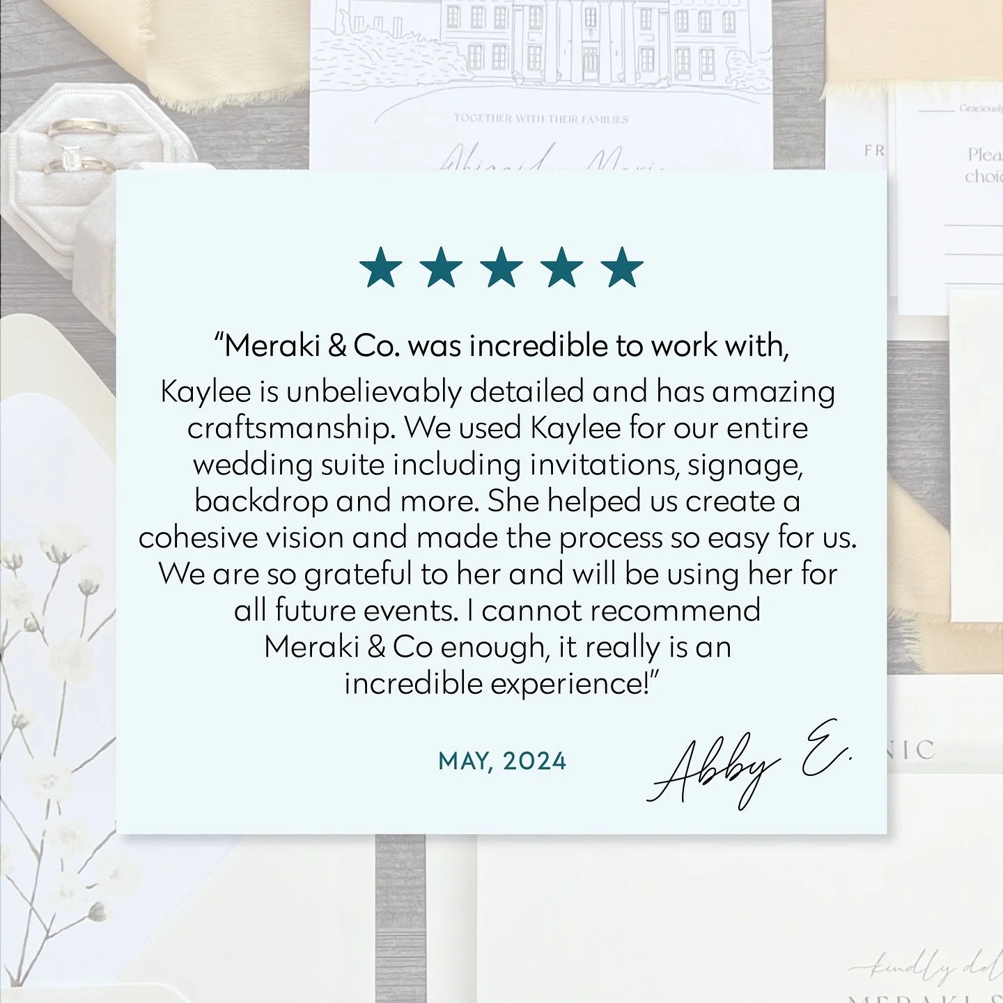 Starting a new series where we highlight all of the incredibly kind words our amazing clients take the time to write about their personalized design experience time with us✨🤍🫶🏼 Stay tuned to see if you&rsquo;re highlighted next!🤩
&bull;
&bull;
#m