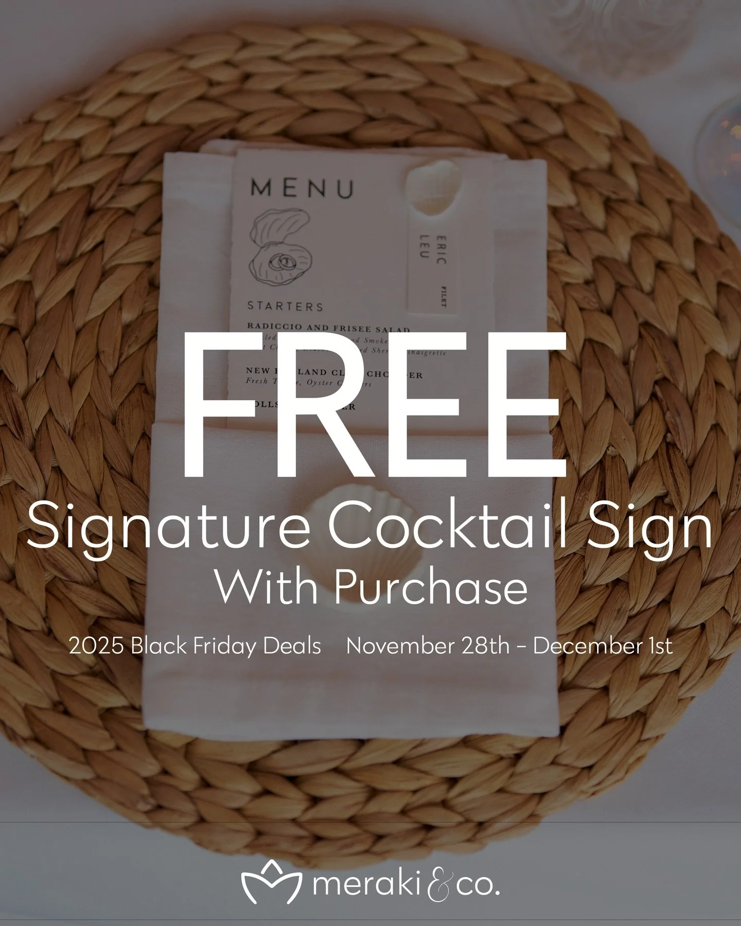 DAY-OF DETAILS SAVINGS🫶🏼✨
&bull;
&bull;
*Only applicable to new projects and only if retainer + contract are processed before Dec. 1, 2025 Mirrored acrylic, unique laser cuts, quantities over 150, travel, setup &amp; breakdown will include addition