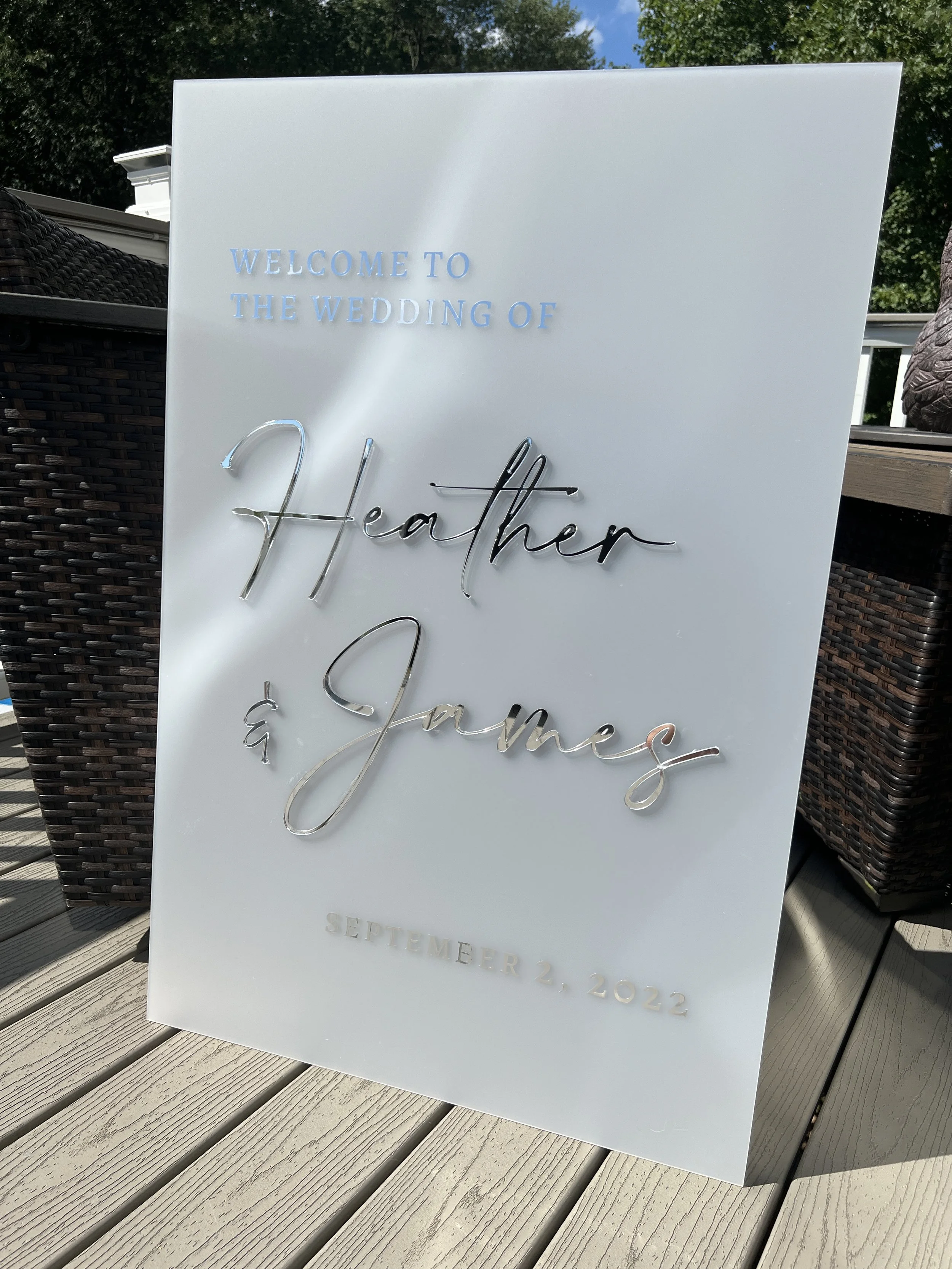 The Heather & James | Acrylic Wedding Welcome Sign