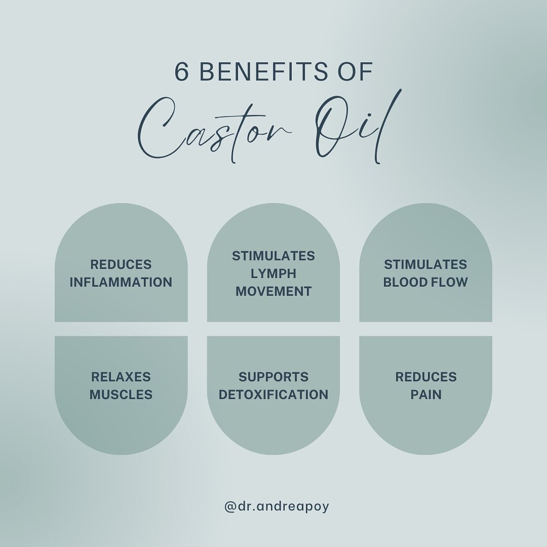 When applied topically, castor oil can help lower inflammation, increase circulation, promote lymphatic drainage, minimize pain, soothe muscle spasms, lessen stagnation, and improve detoxification. 

In my practice, I often recommend castor oil packs