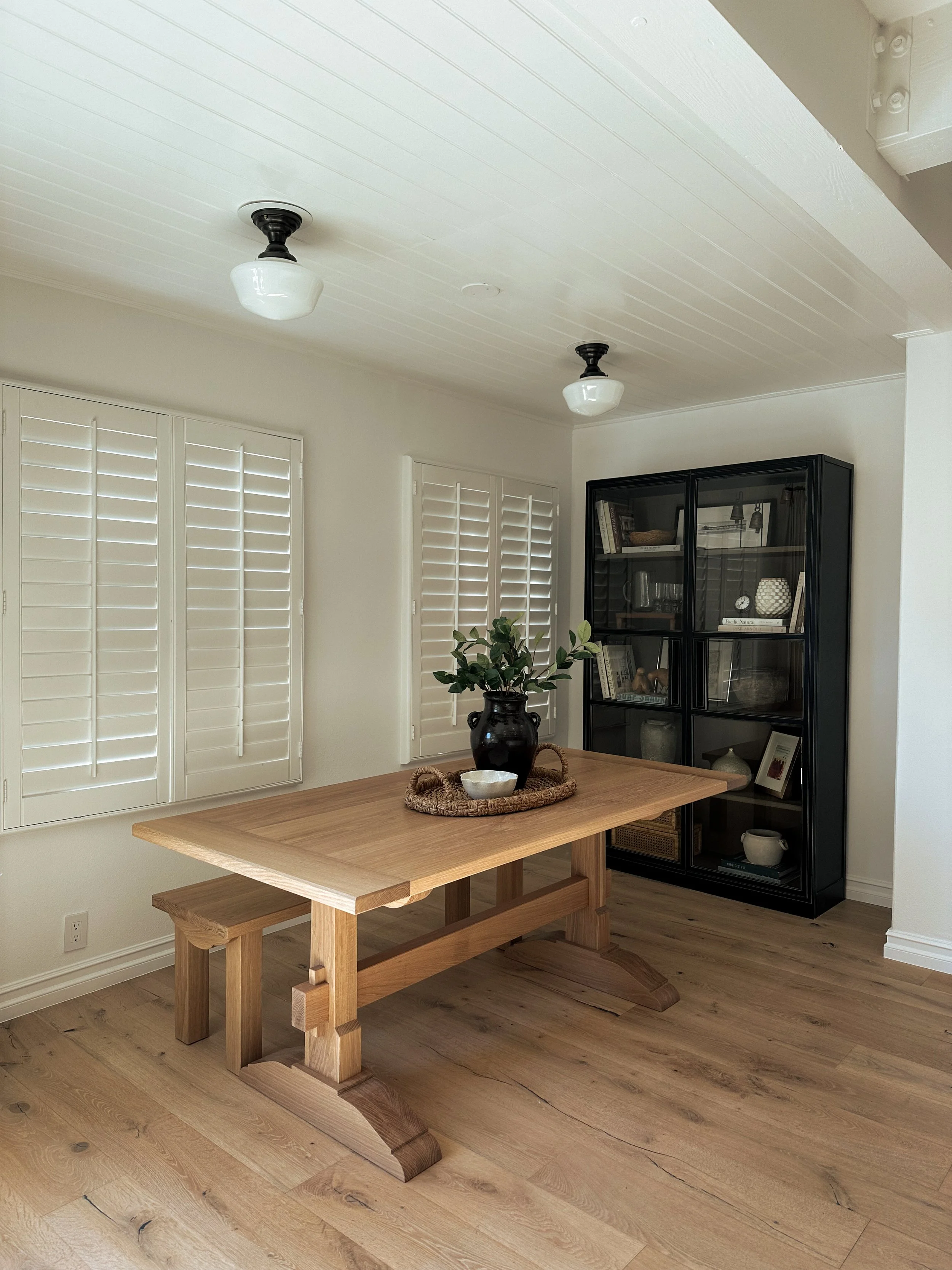 White Oak trestle Table and bench