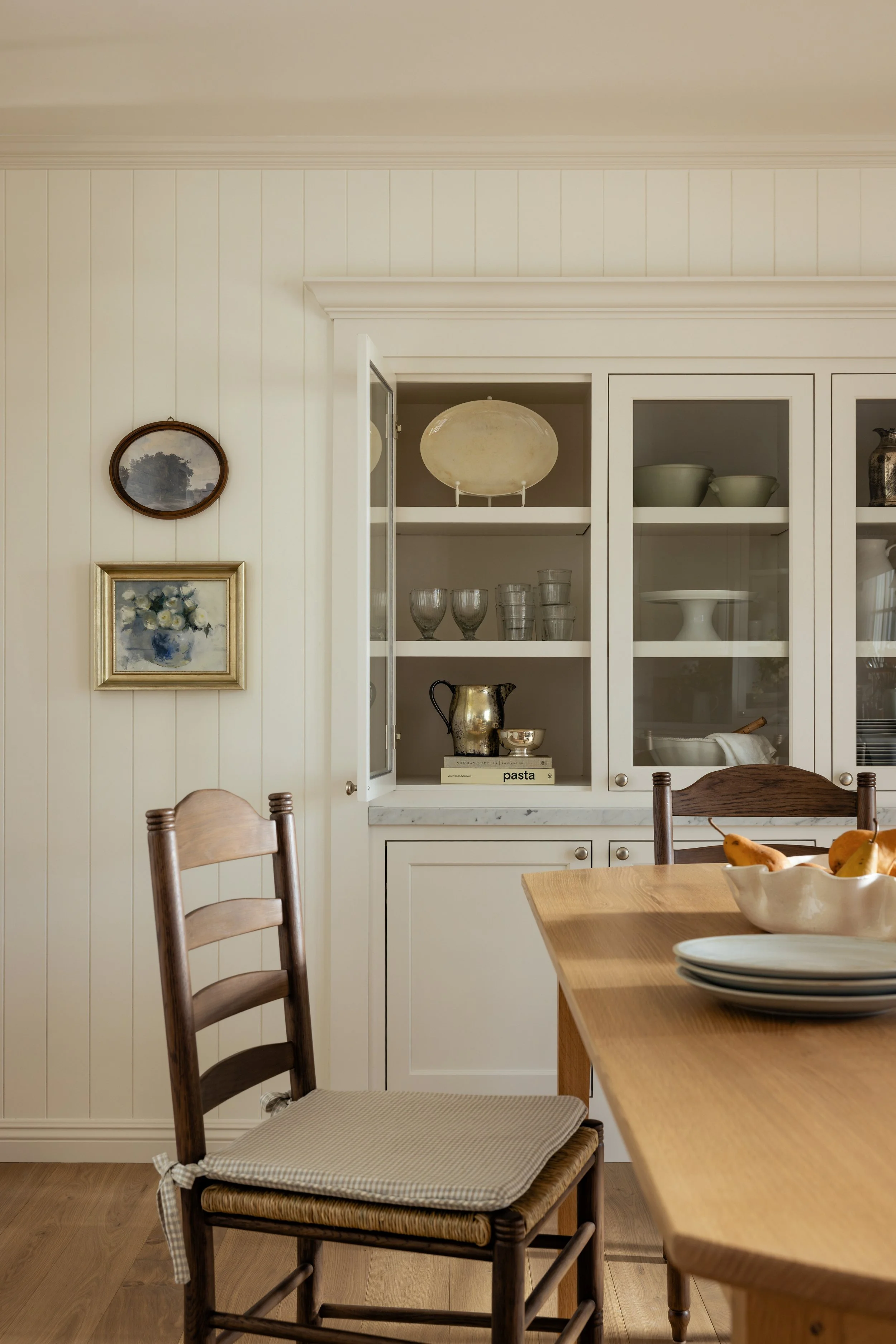 Camber Dining Table in White Oak, extra slim aprons.