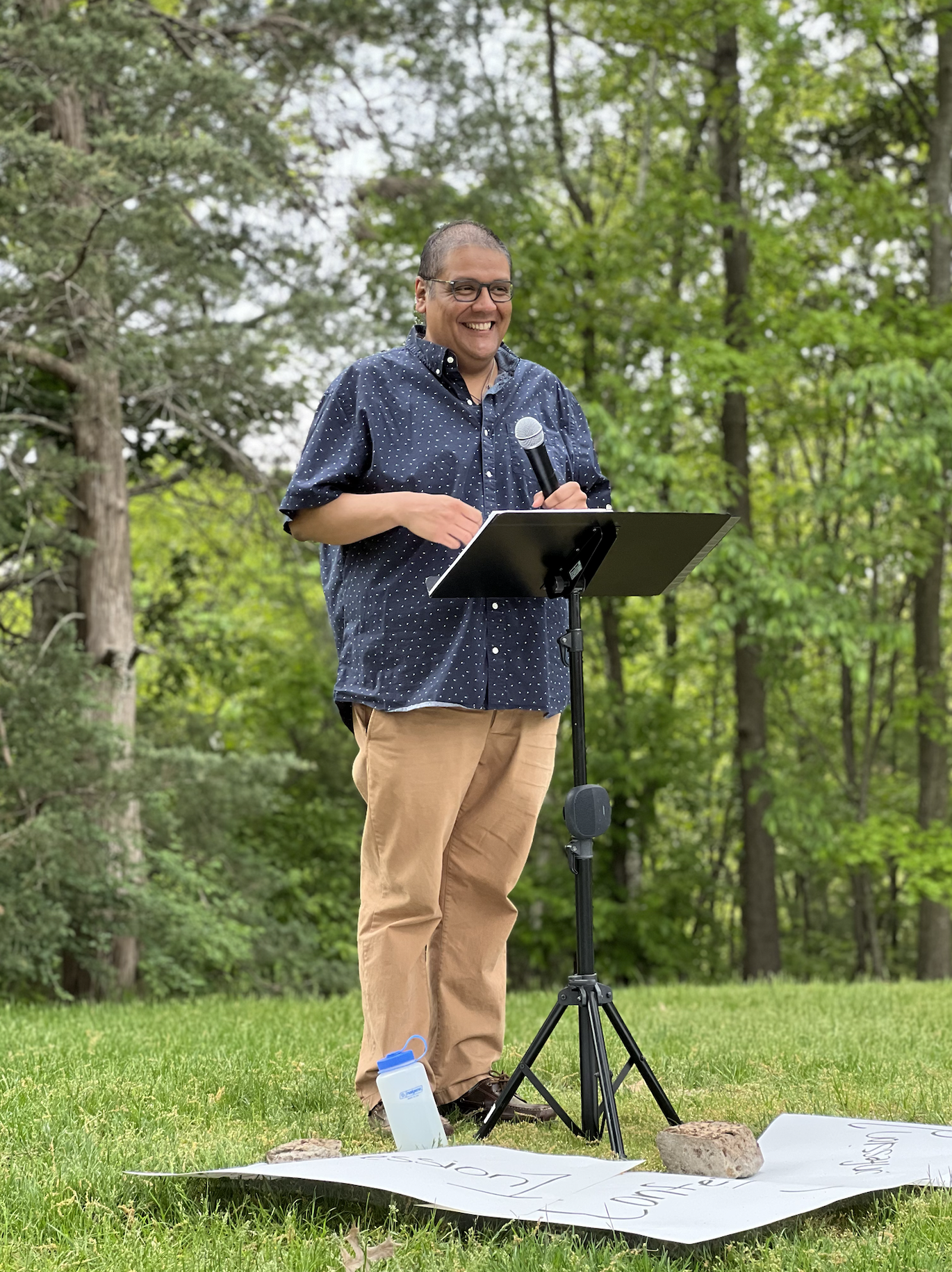 An outdoor performance of my solo piece, "Forgiveness in Three Acts," for the Boston College School of Theology and Ministry, after three years of encouragement from the community.