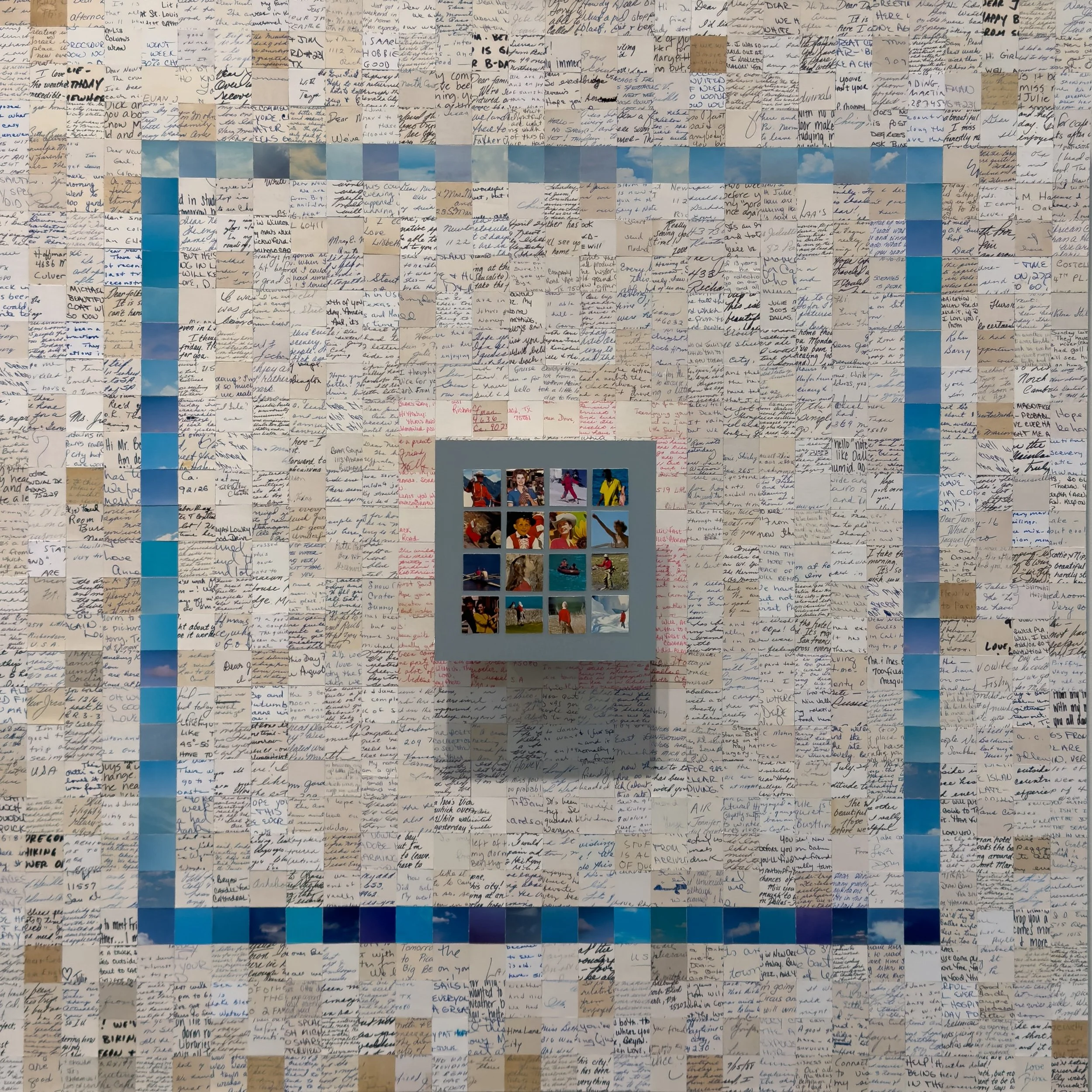 WISH YOU WERE HERE ~ Postcards on two Birch Panels ~ 30 x 30 x 5 in