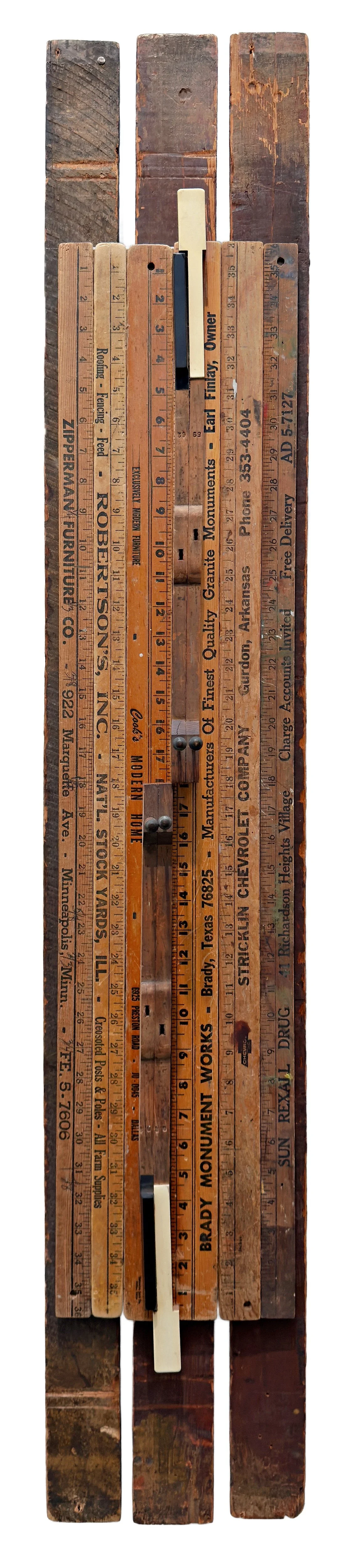 EIGHTEEN ~ Piano parts, yardsticks, bed rails  ~ 51 x 9 x 9 in