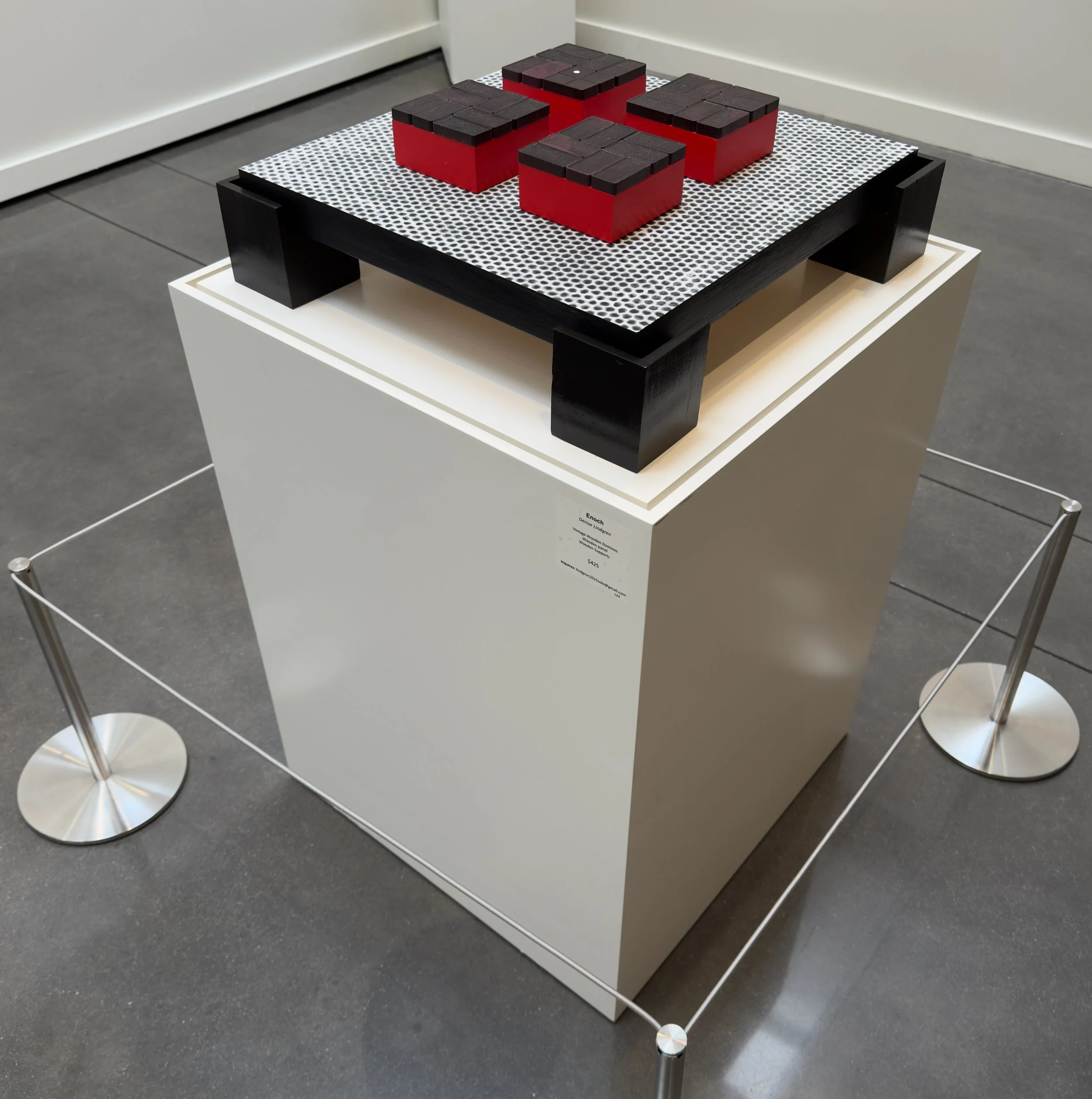 ENOCH ~ Vintage wooden Dominos, wooden panel, wooden supports  ~ 19 x 19 x 7 in