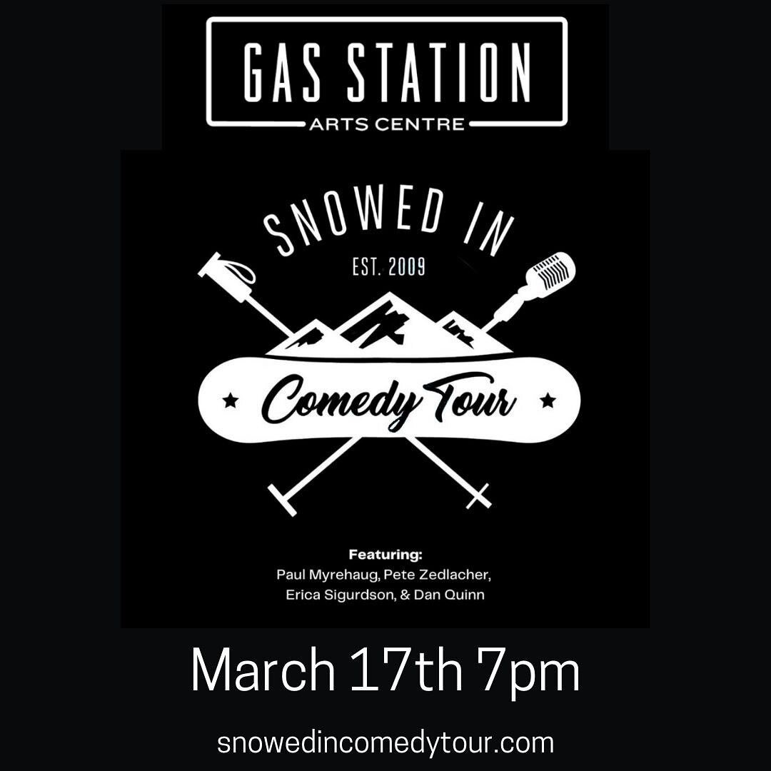 Winnipeg, Friday March 17th at 7:00PM at the @gasstationartscentre. 
Tickets at Snowedincomedytour.com 

#winnipeg #manitoba #comedy #comedyshows #snowedincomedytour