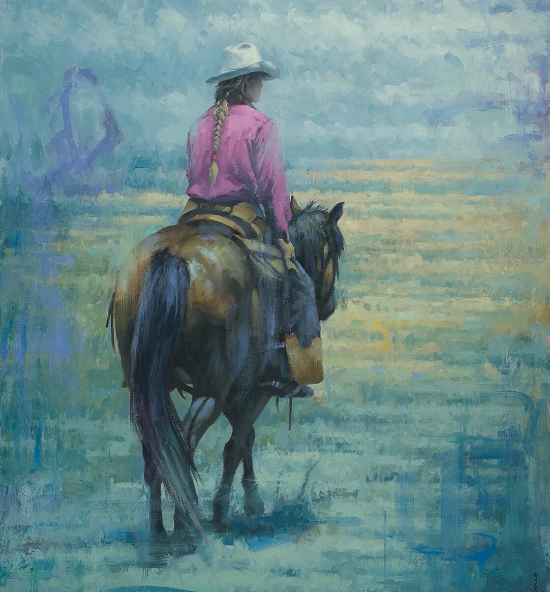 Talking about work in the 2022 Coors Western Art Show at noon MT. Grab a lunch an join us!

Cowgirl Thoughts, one of the pieces in the show.

@anitamosherfineart
@featherfolio 
#coorswesternart2022
#westernart
#art #fineart
#coorswesternart