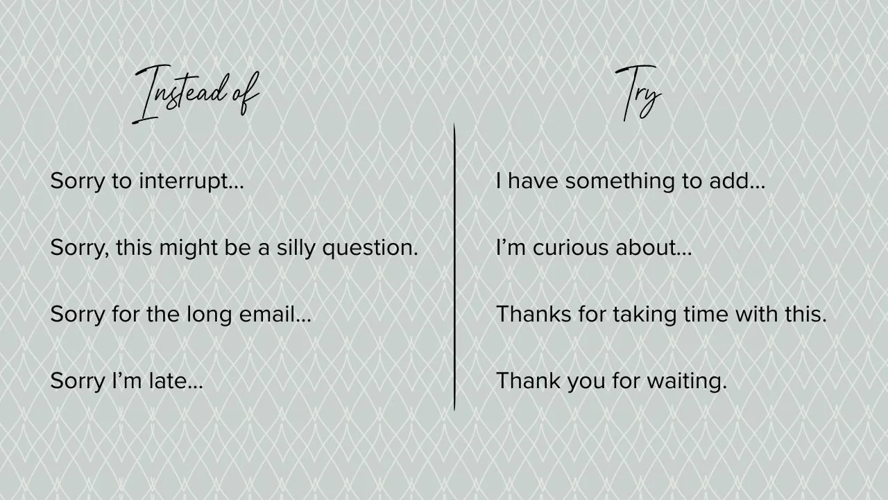 apology alternatives graphic