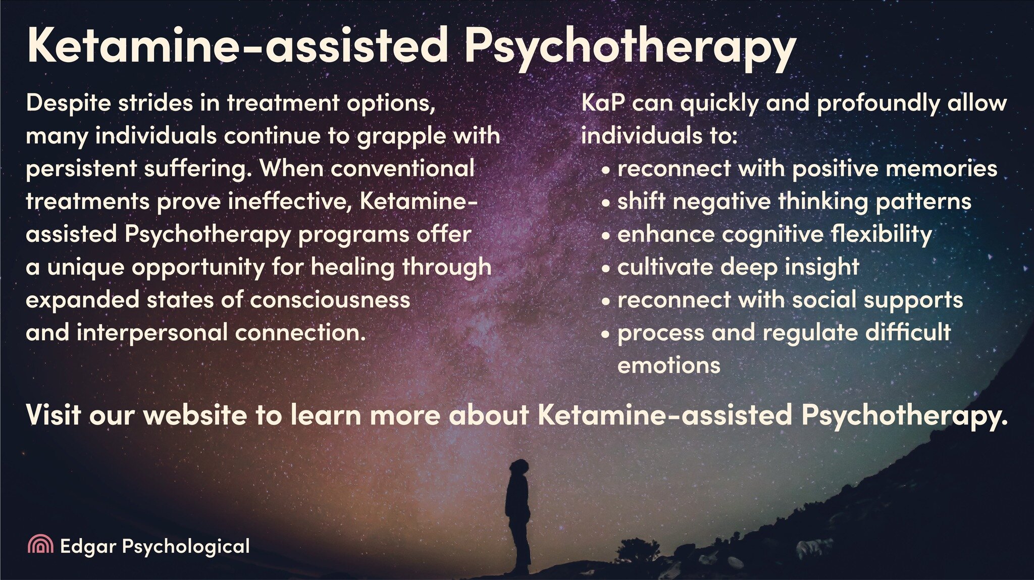 Originally designed and used in medical treatment as an anaesthetic, clinical research has shown that ketamine has exciting possibilities for its use in mental health treatment, including in the treatment of PTSD, Treatment-Resistant Depression, and 