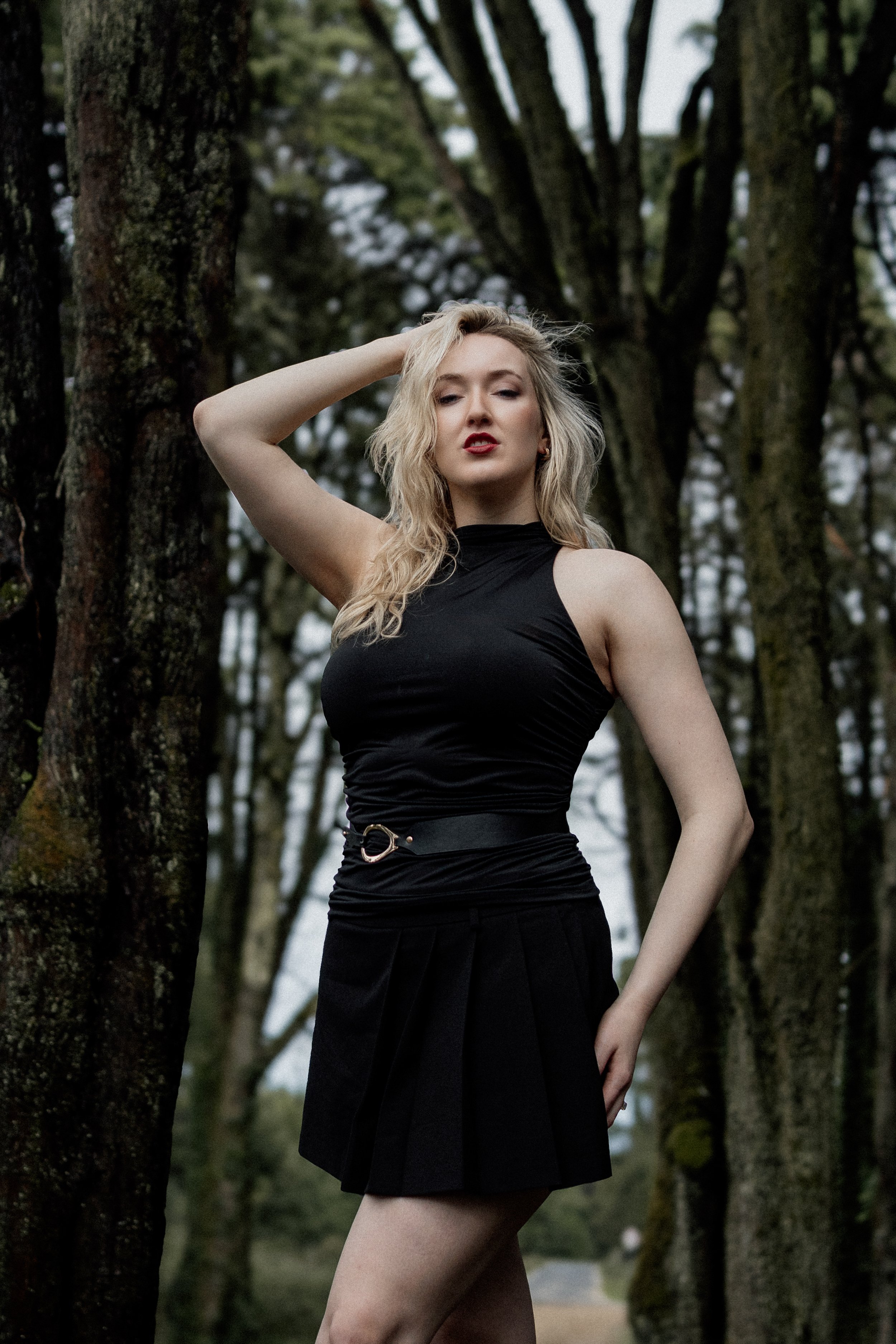 Model photographed on a forest