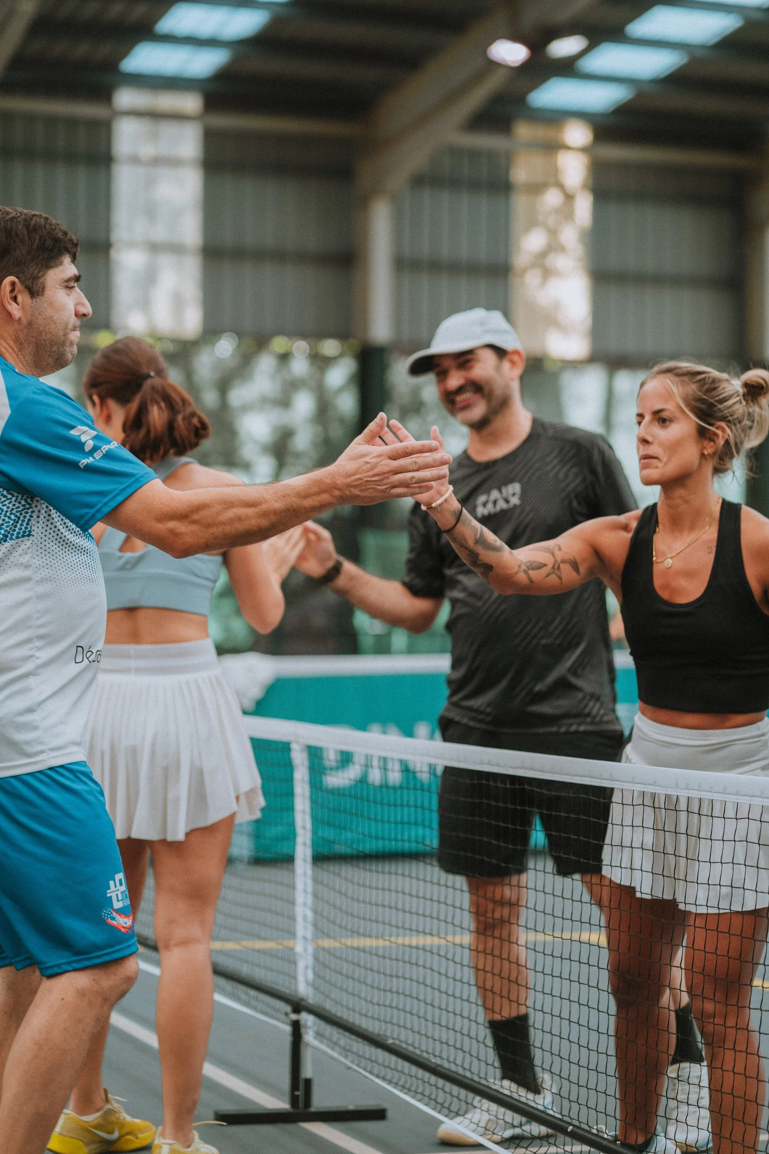People greeting before a game