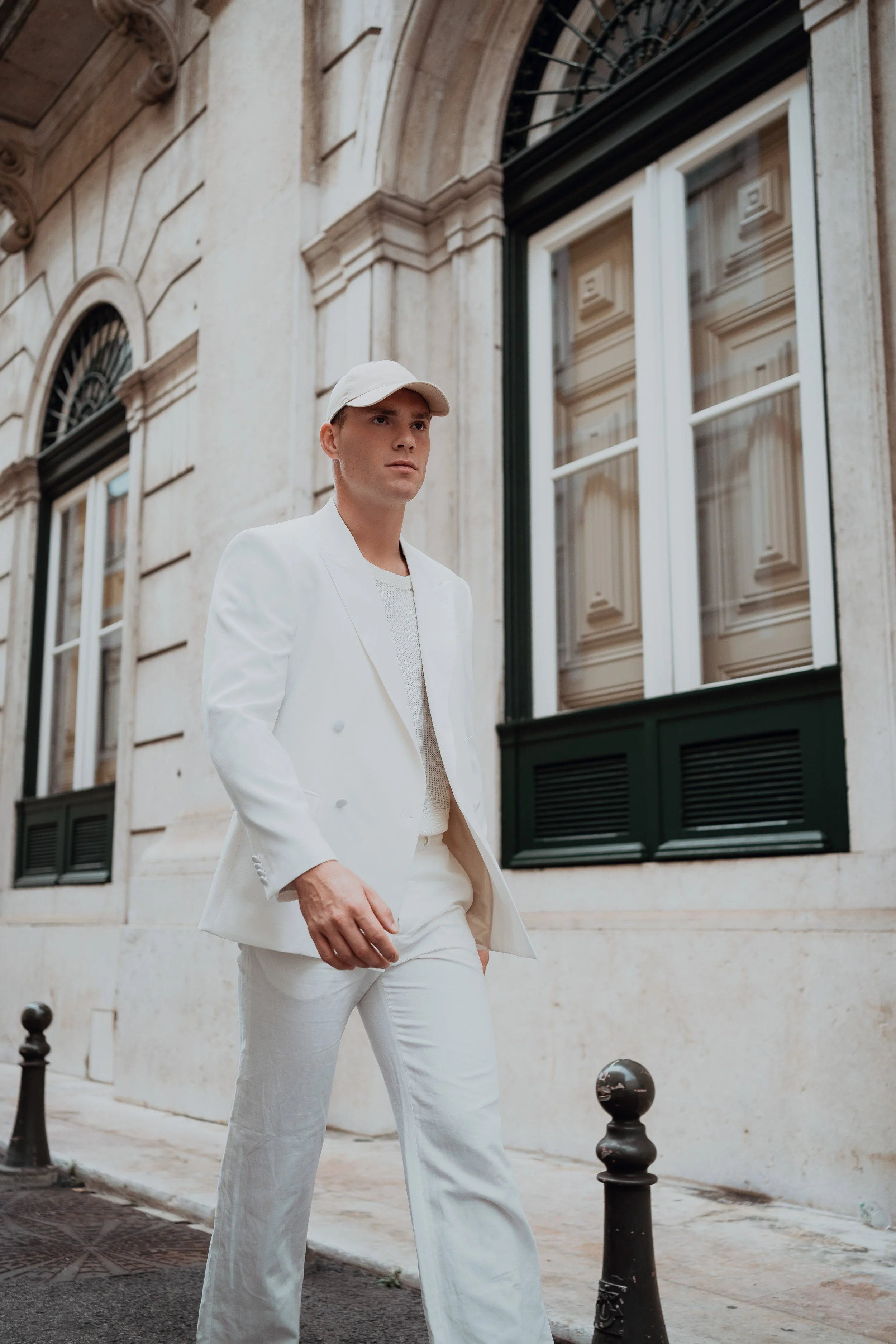 Male walking in Lisbon's streets