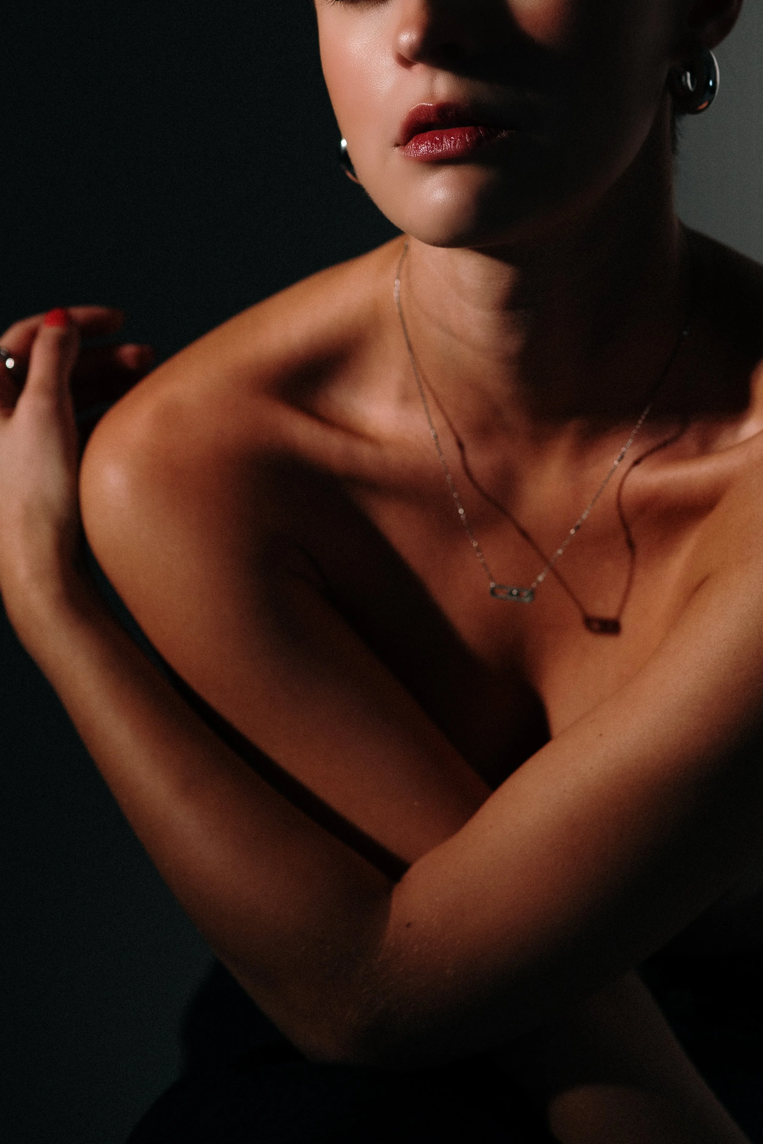 Model photographed in studio in an artistic way