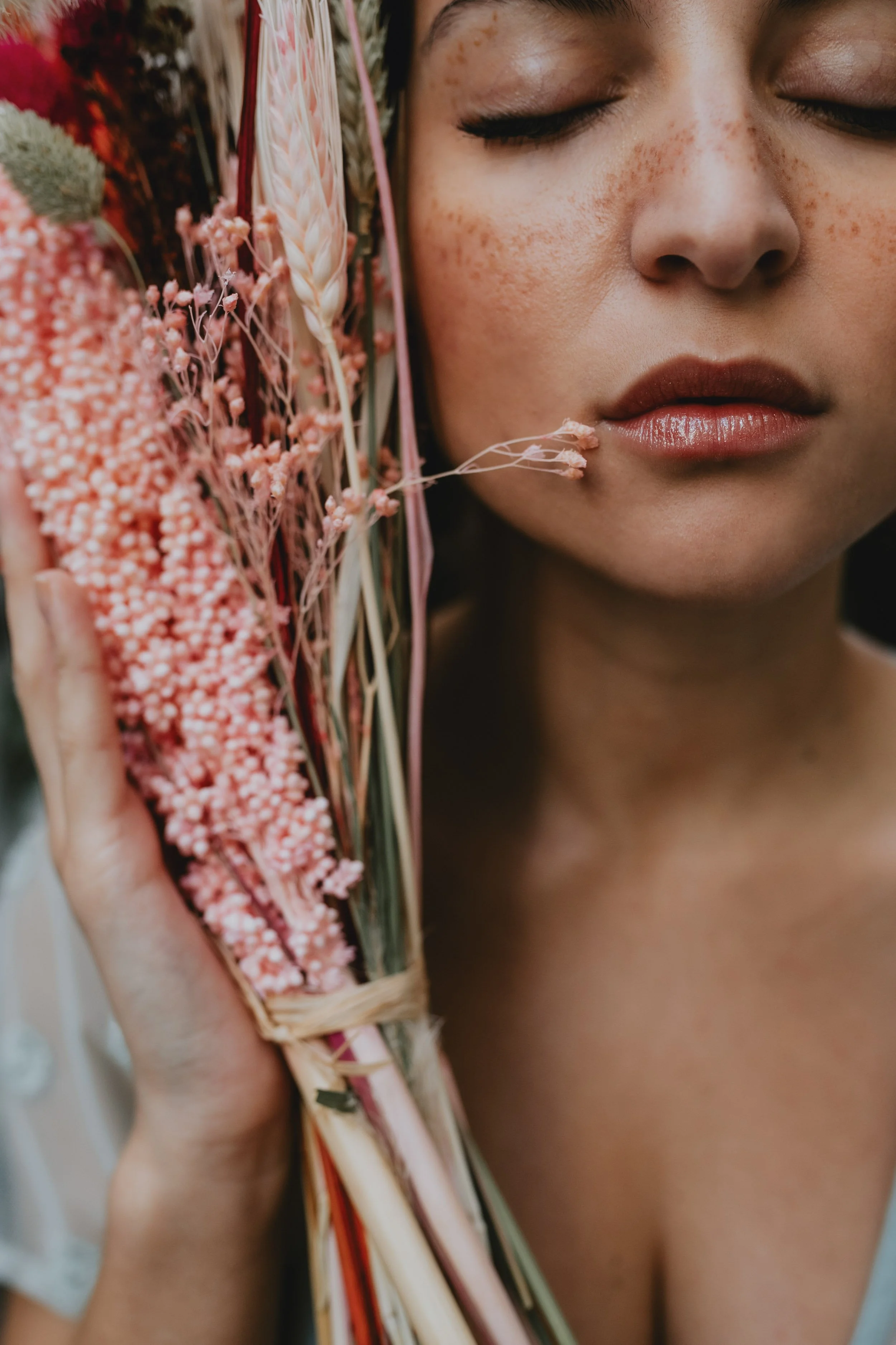 Portrait with flowers