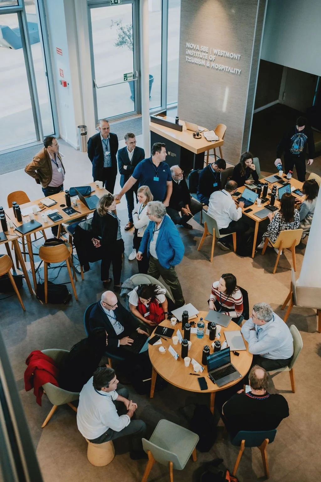 People working in tables