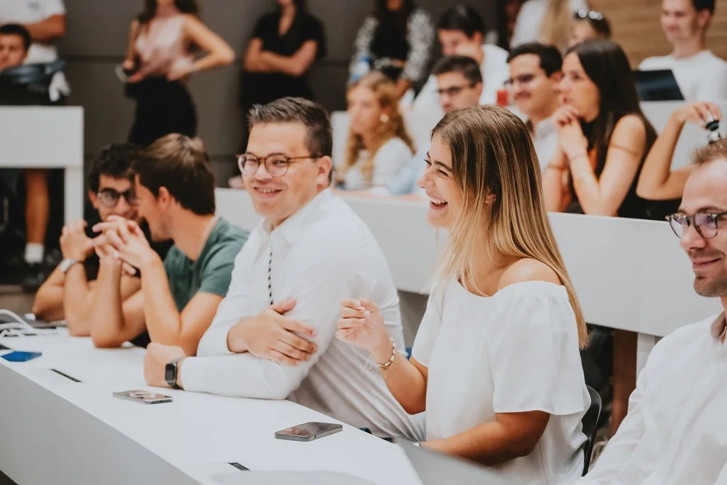 Students learning at an event