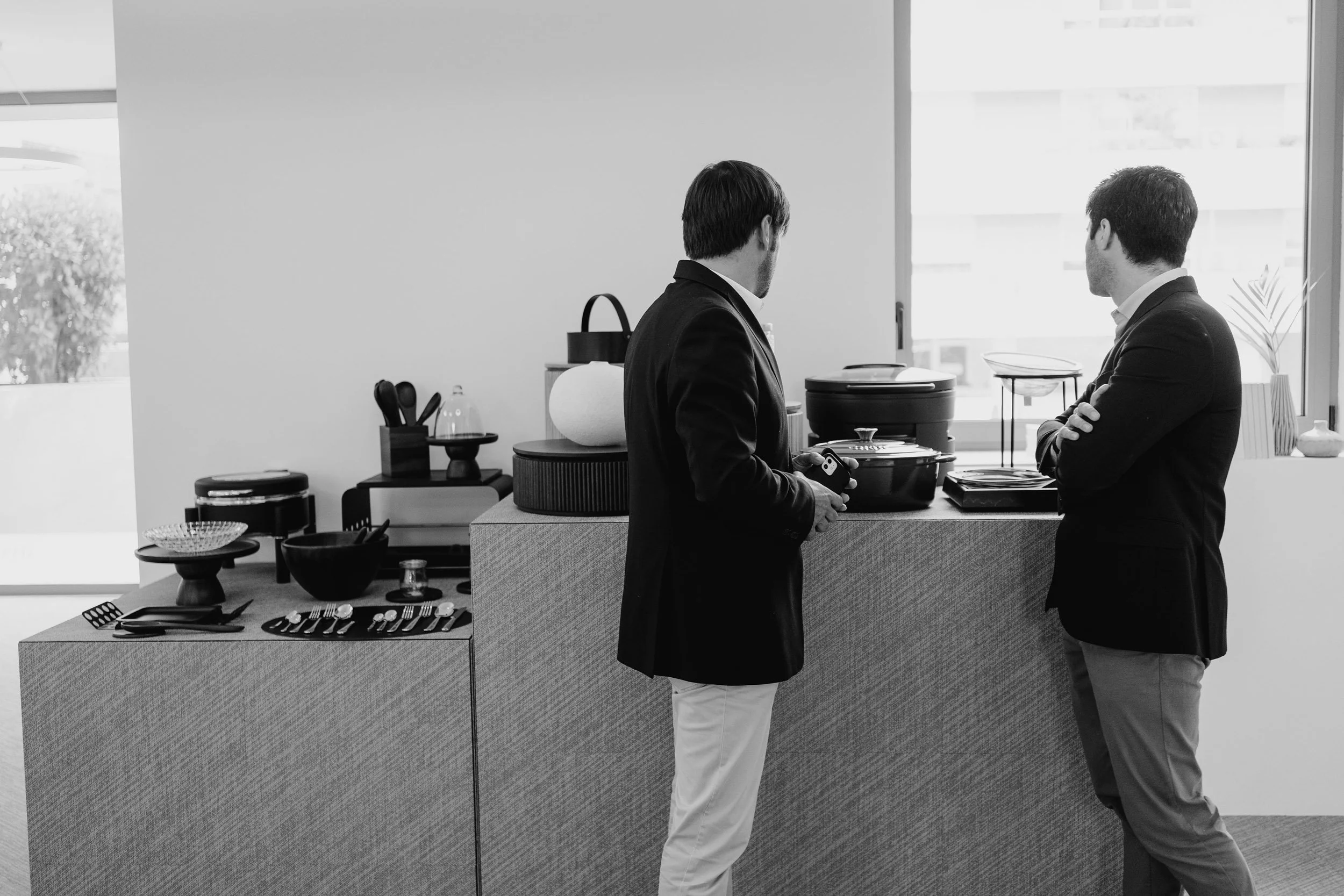 People observing a showroom