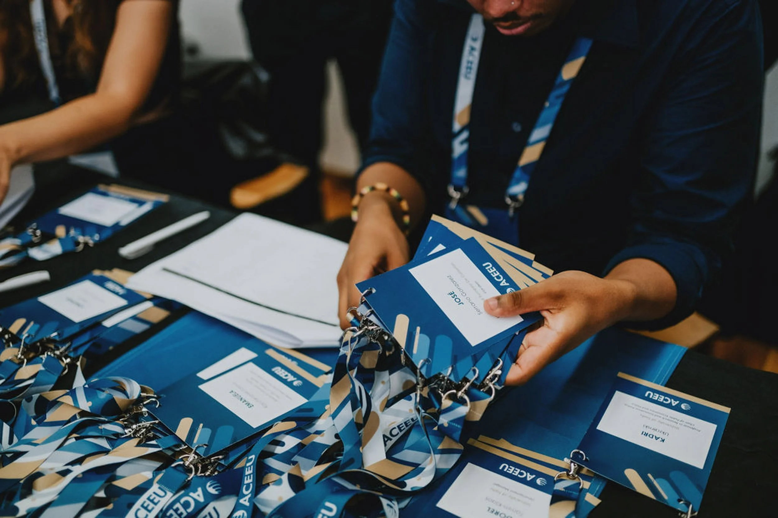 Details of badges at an event