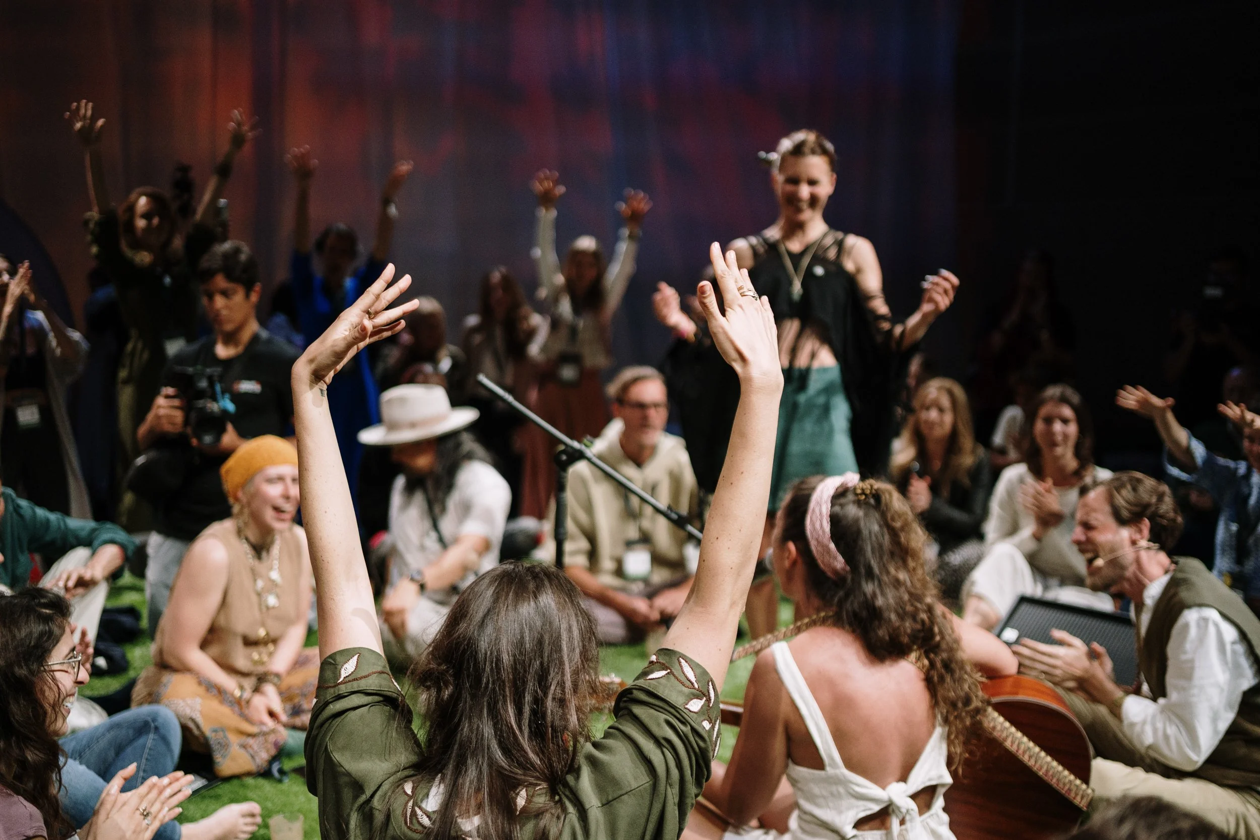 People cheering in an event in Lisbon