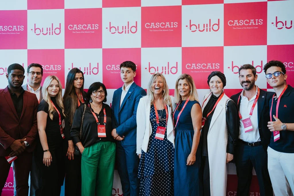 People gathering for a photo at an event
