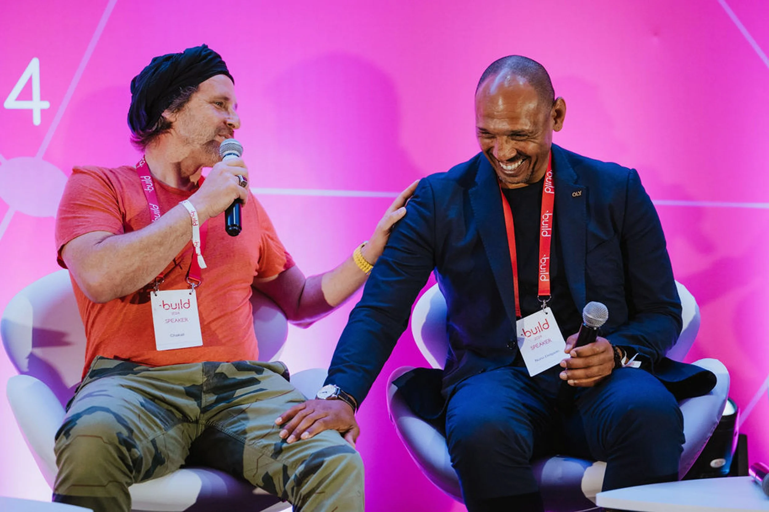 Speakers interacting with each other