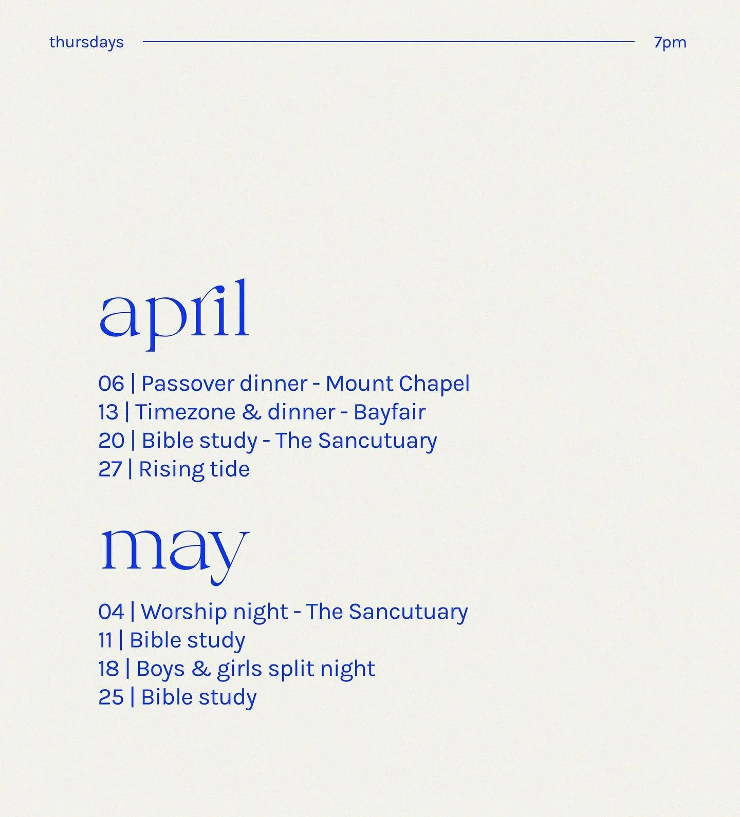 Young adults calendar for april + may 🙃