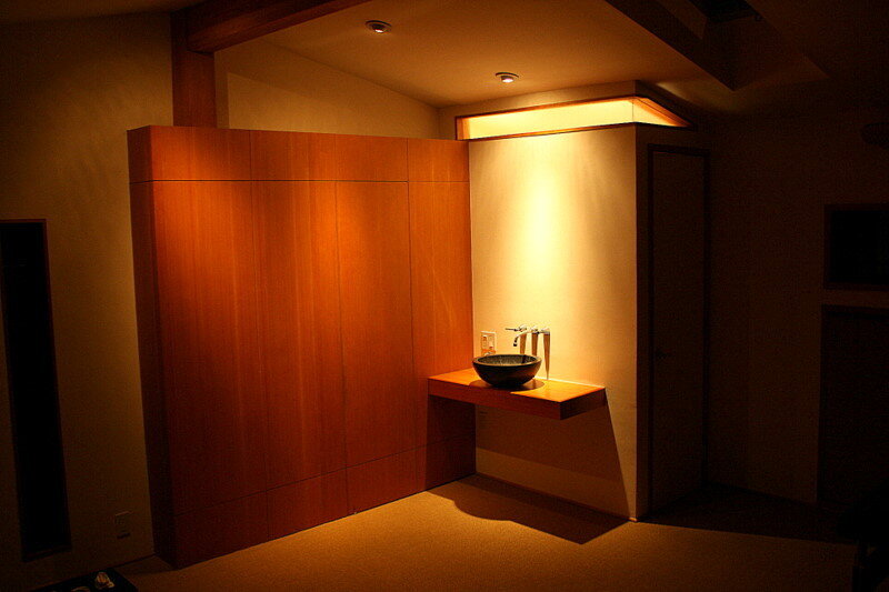   The dougles Fir box works as indirect lighting as lighting.&nbsp; THere is also a hidden door in the box which opens to a walk in closet  