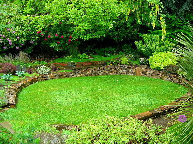 Rock wall and landscaping