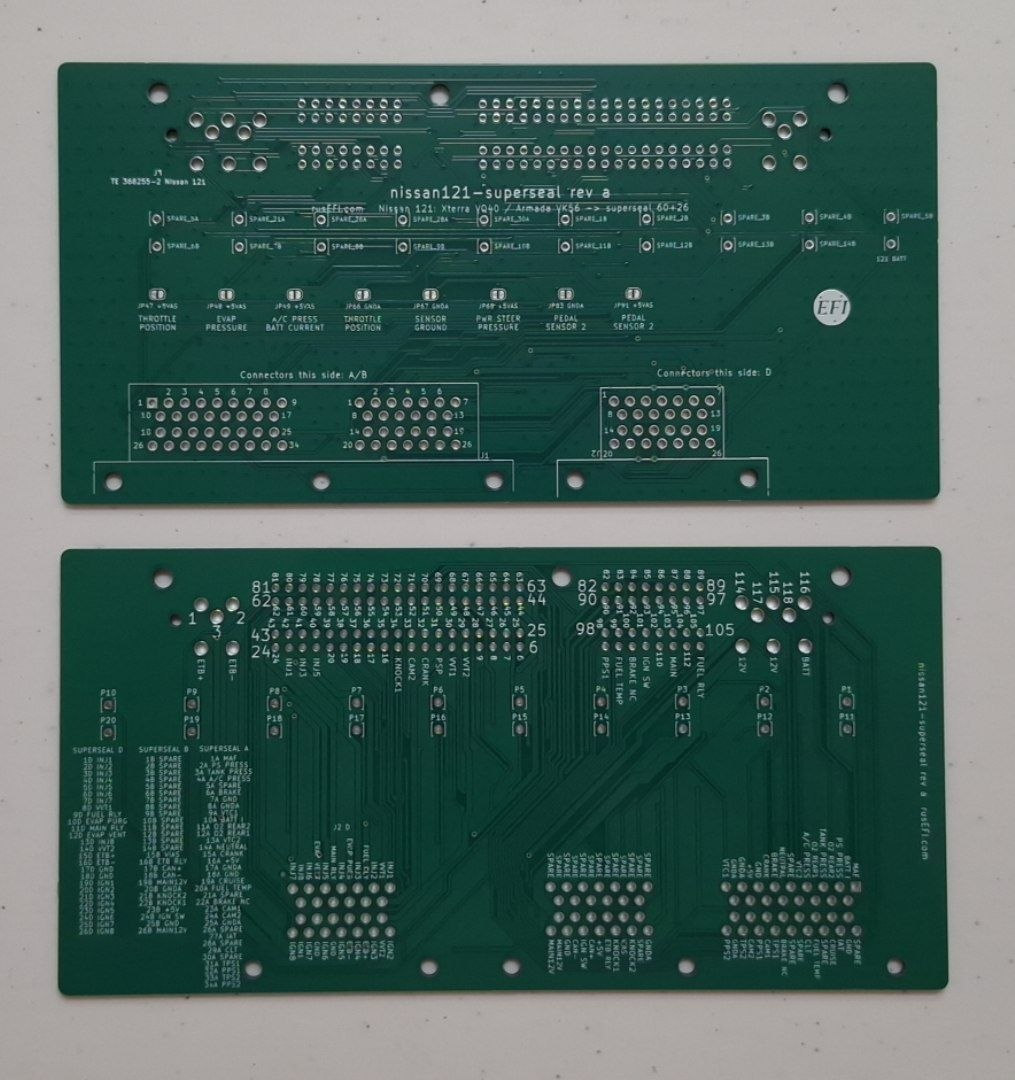 Nissan 121 Superseal adapter - photograph of both sides of the PCB