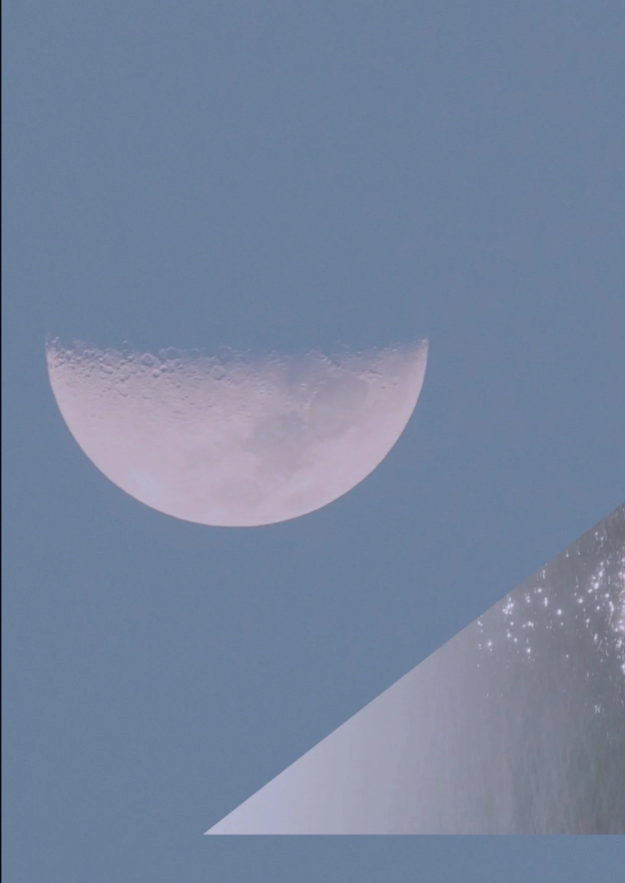 Moon in sky with abstract geometric overlay