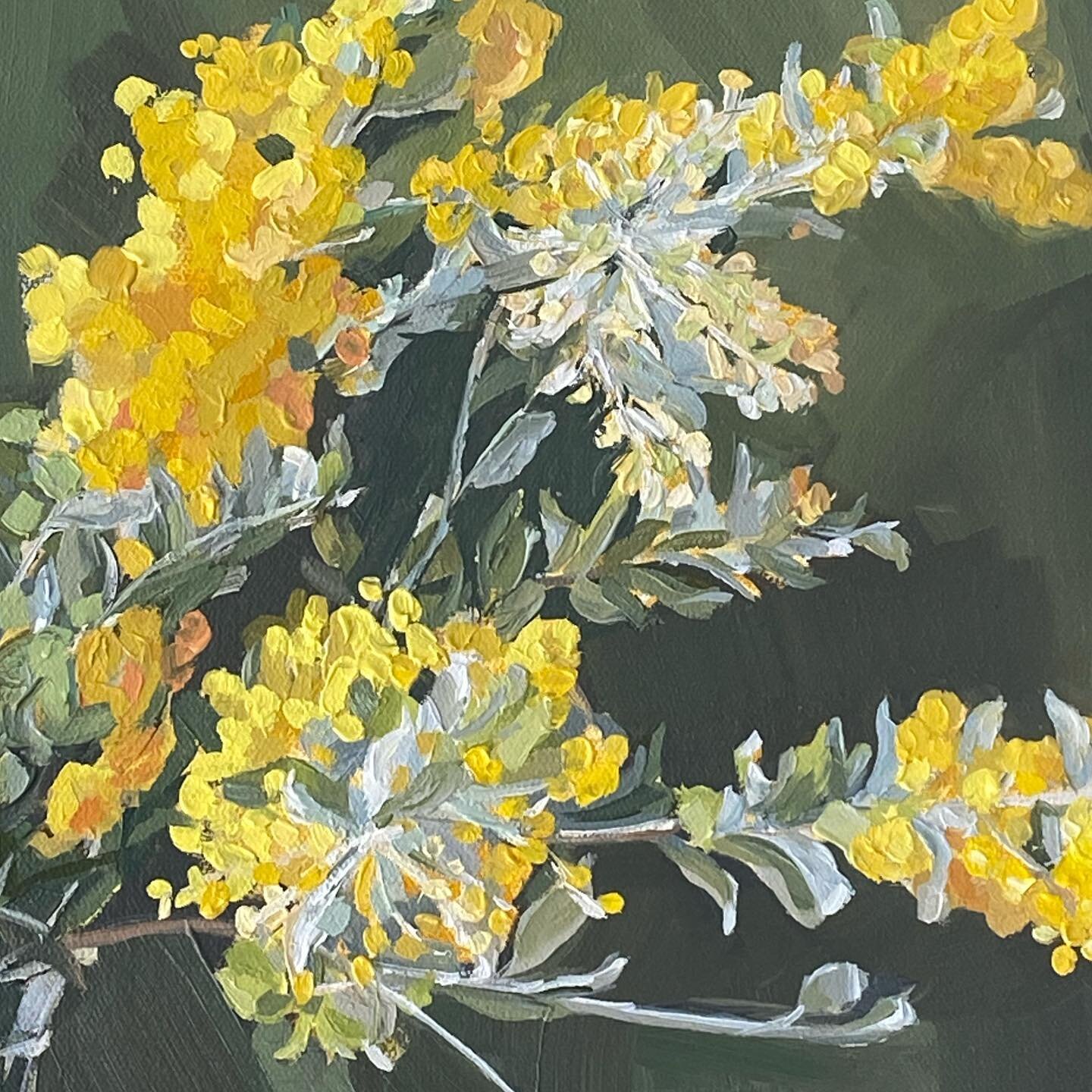Dropping by to say 👋
I am painting slow paintings as time permits this year. This is a small section of a recent work. I lost track of how many daubs and dashes there are. Decided to mix plenty of greens and yellows to make things even trickier 😀

