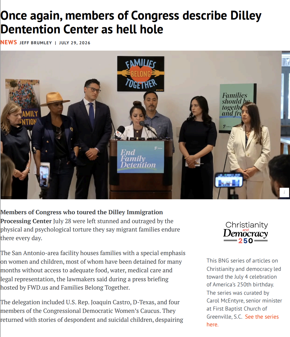 Once again, members of Congress describe Dilley Dentention Center as hell hole