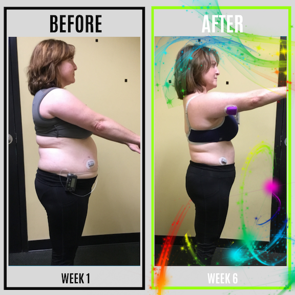 Before and after picture of a fitness client's journey to a healthier and stronger body