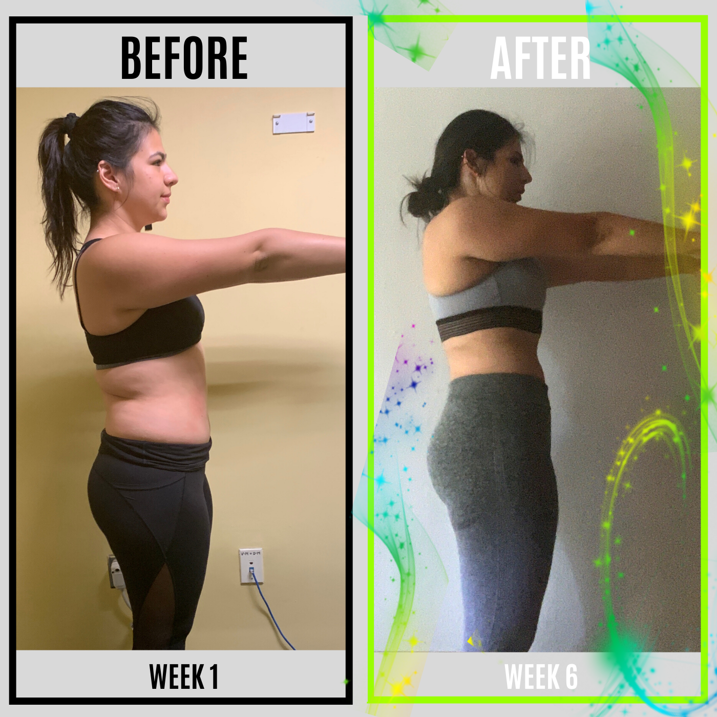 side view before and after result
