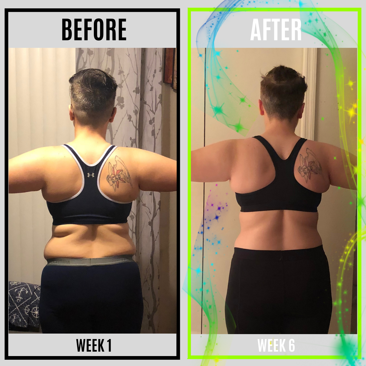 back image before and after result
