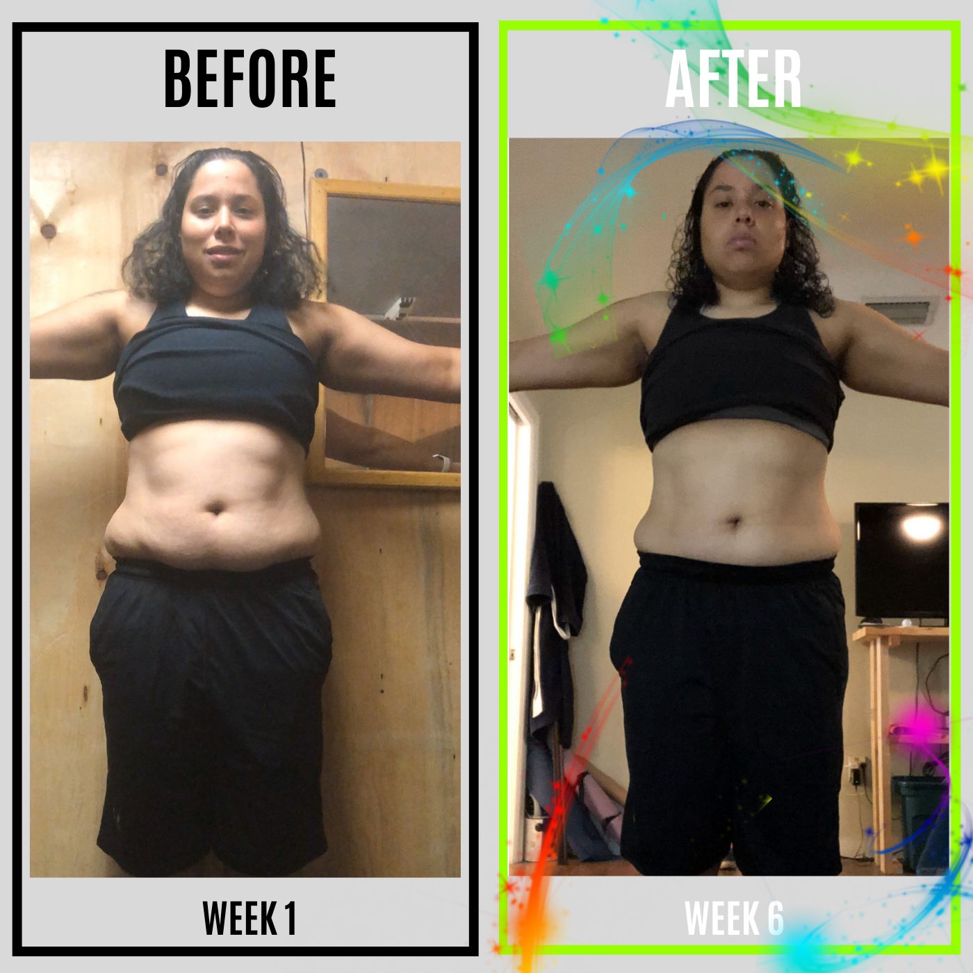 Fitness client's dedication and hard work pay off in this before and after image