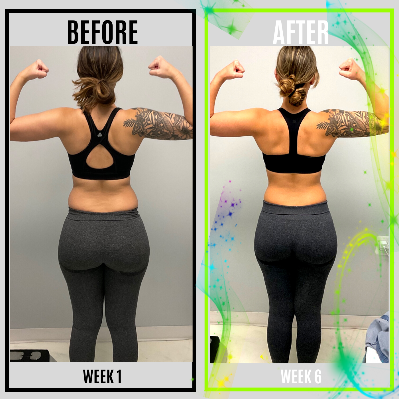 woman back before and after result