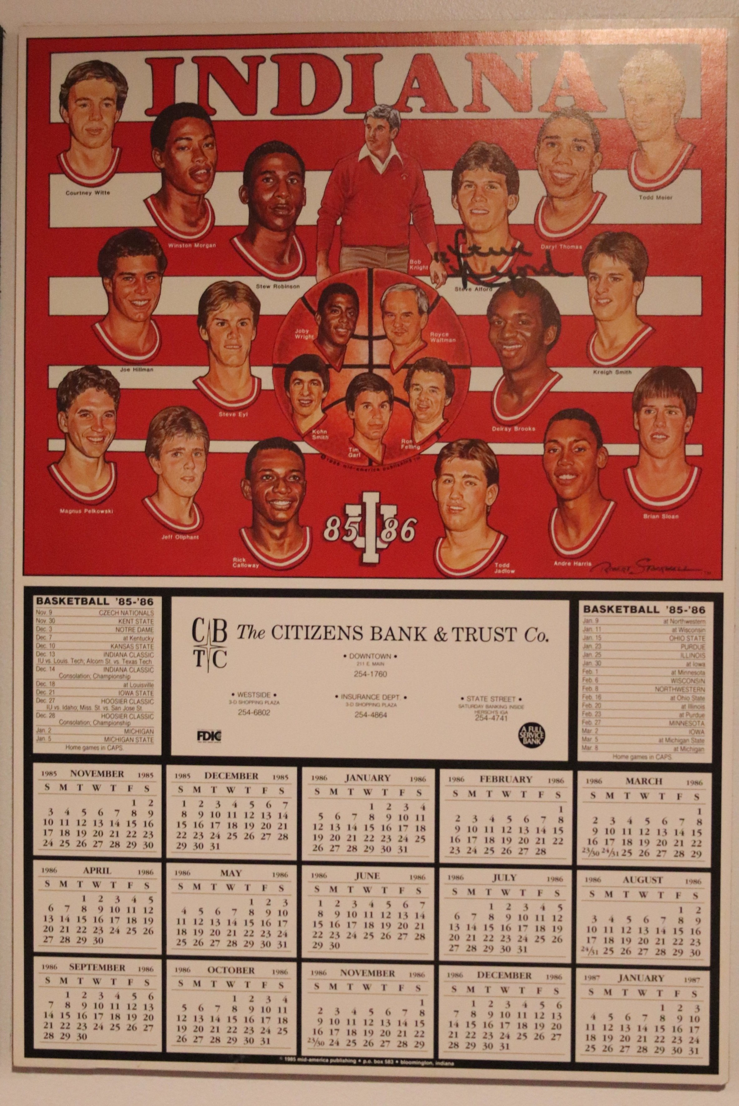 Indiana Hoosiers Basketball Annual Schedule/Calendar Posters — The