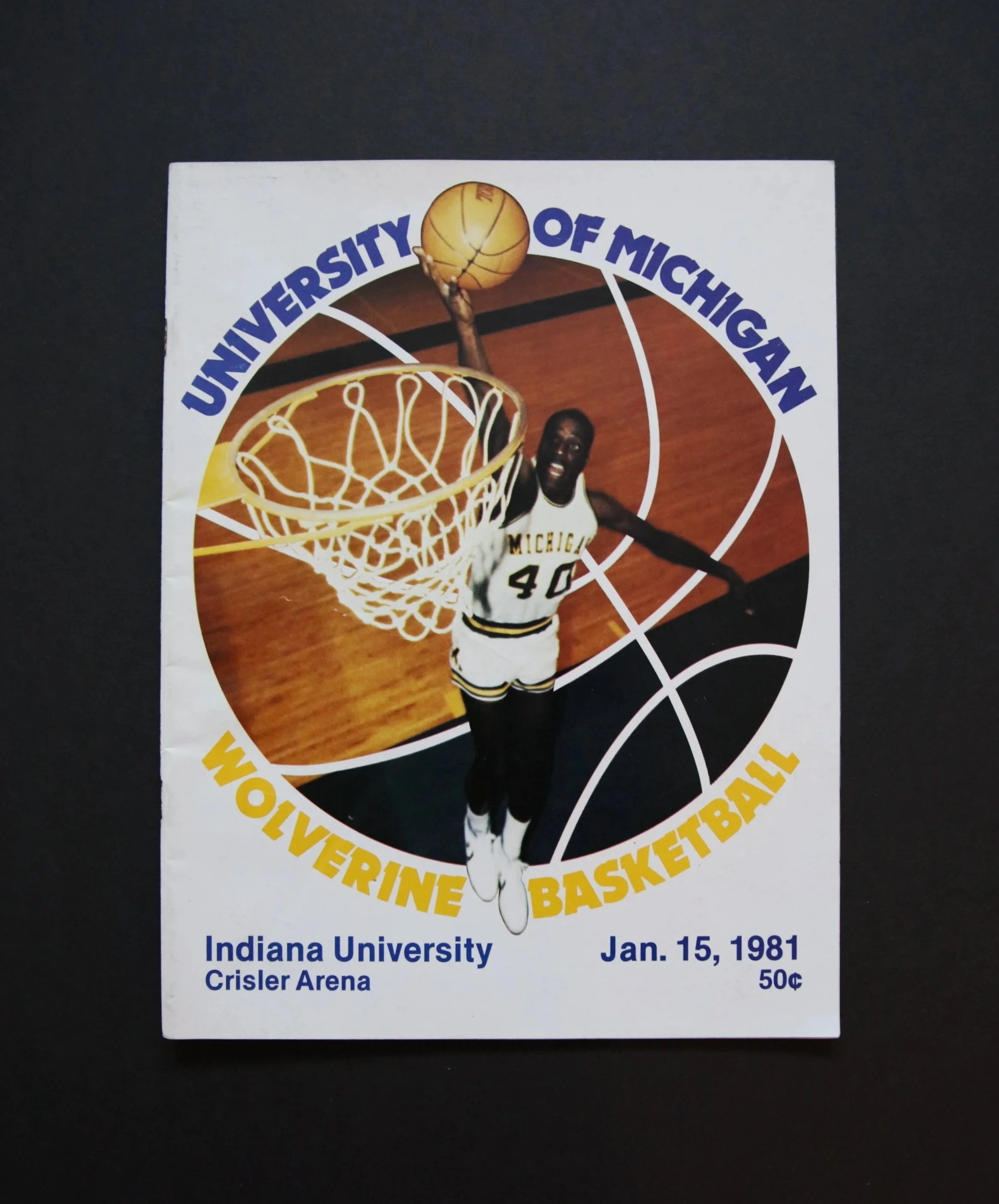 January 15, 1981 IU Indiana University Hoosiers vs Michigan Basketball Game Program (Road)
