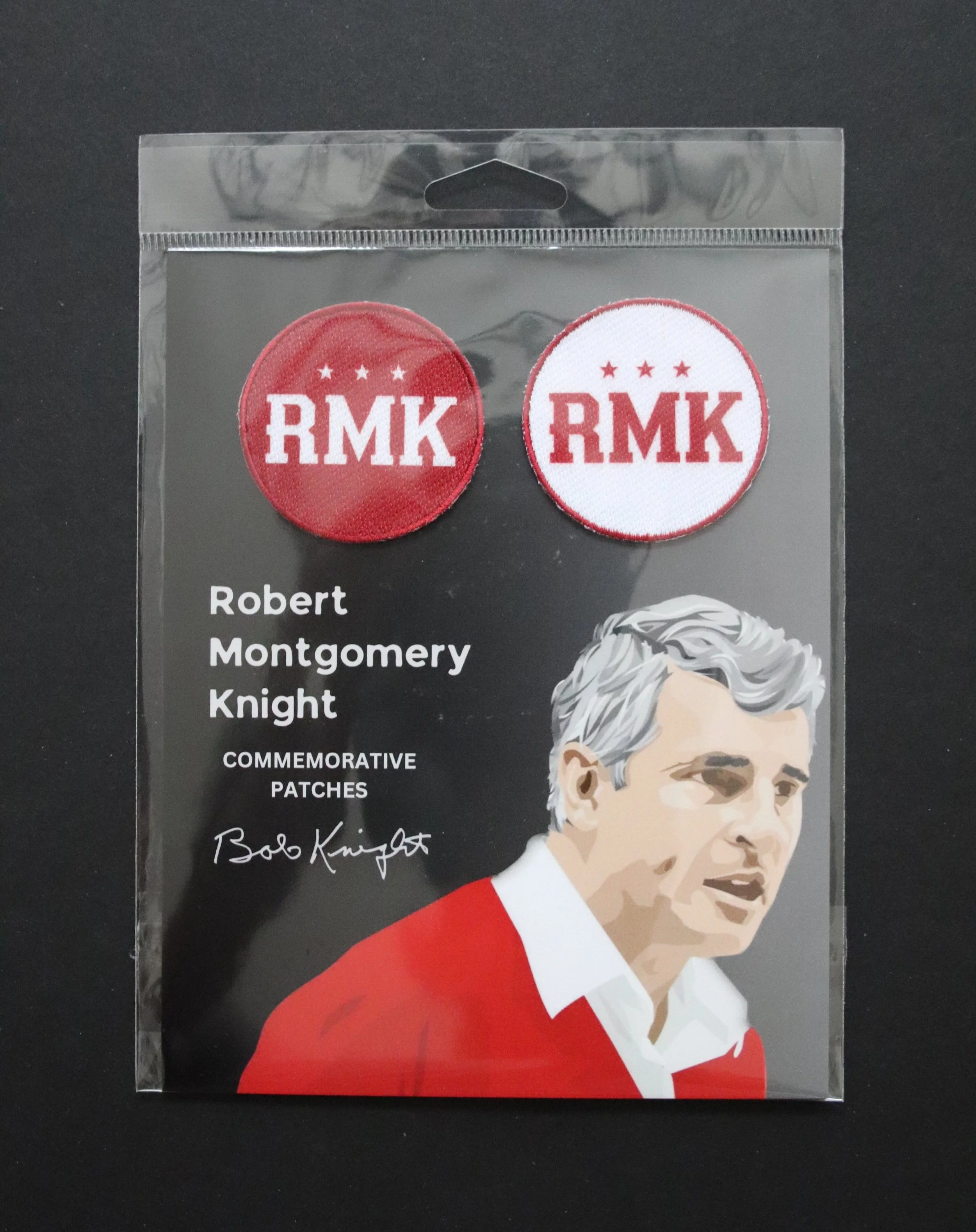 IU Indiana University Hoosiers Basketball Memorabilia: Robert Montgomery Knight Commemorative Patches (2023-24 season) Bob