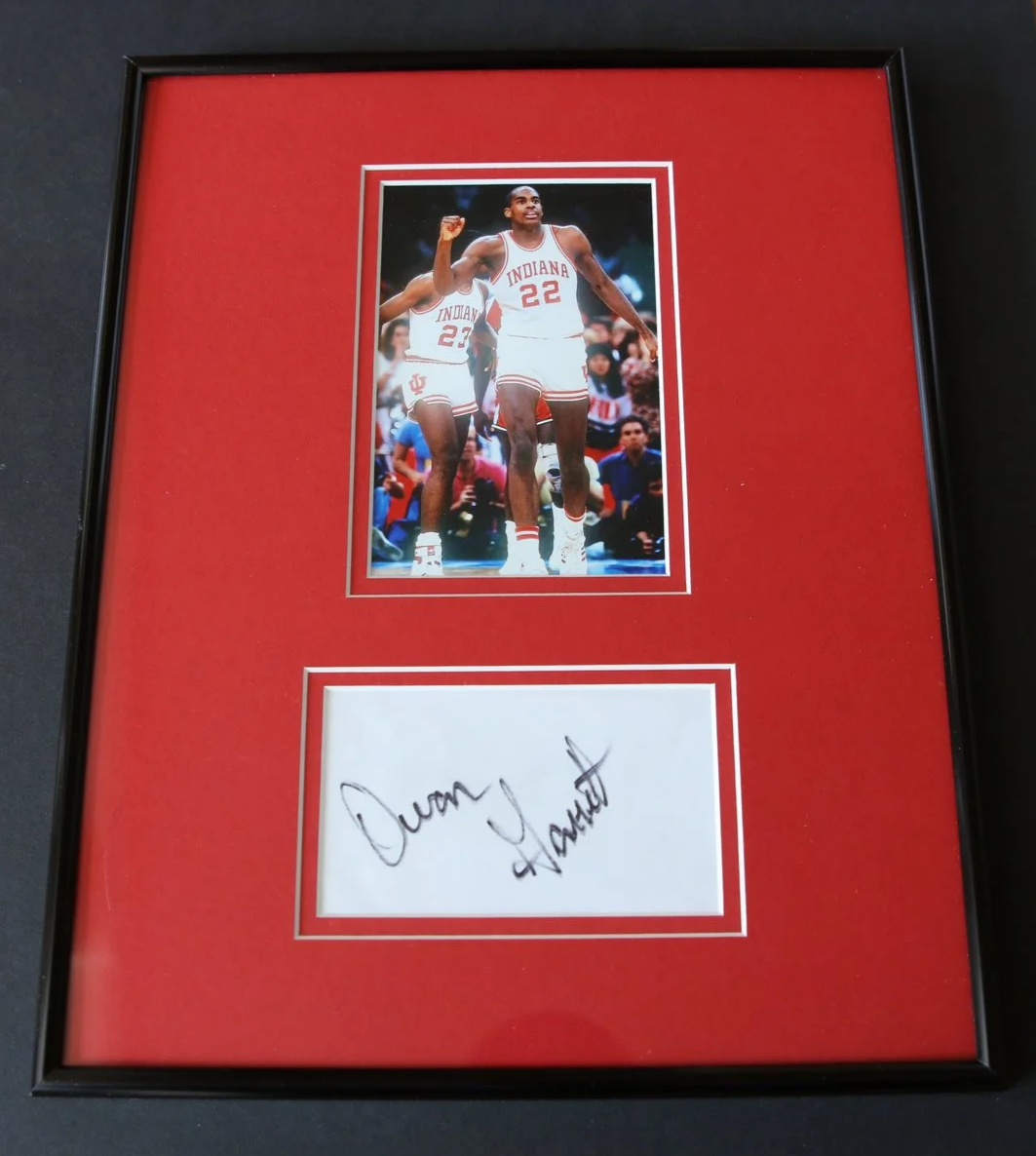 IU Indiana University Hoosiers Basketball Memorabilia Dean Garrett Signed/Autographed Index Card Framed with Photo