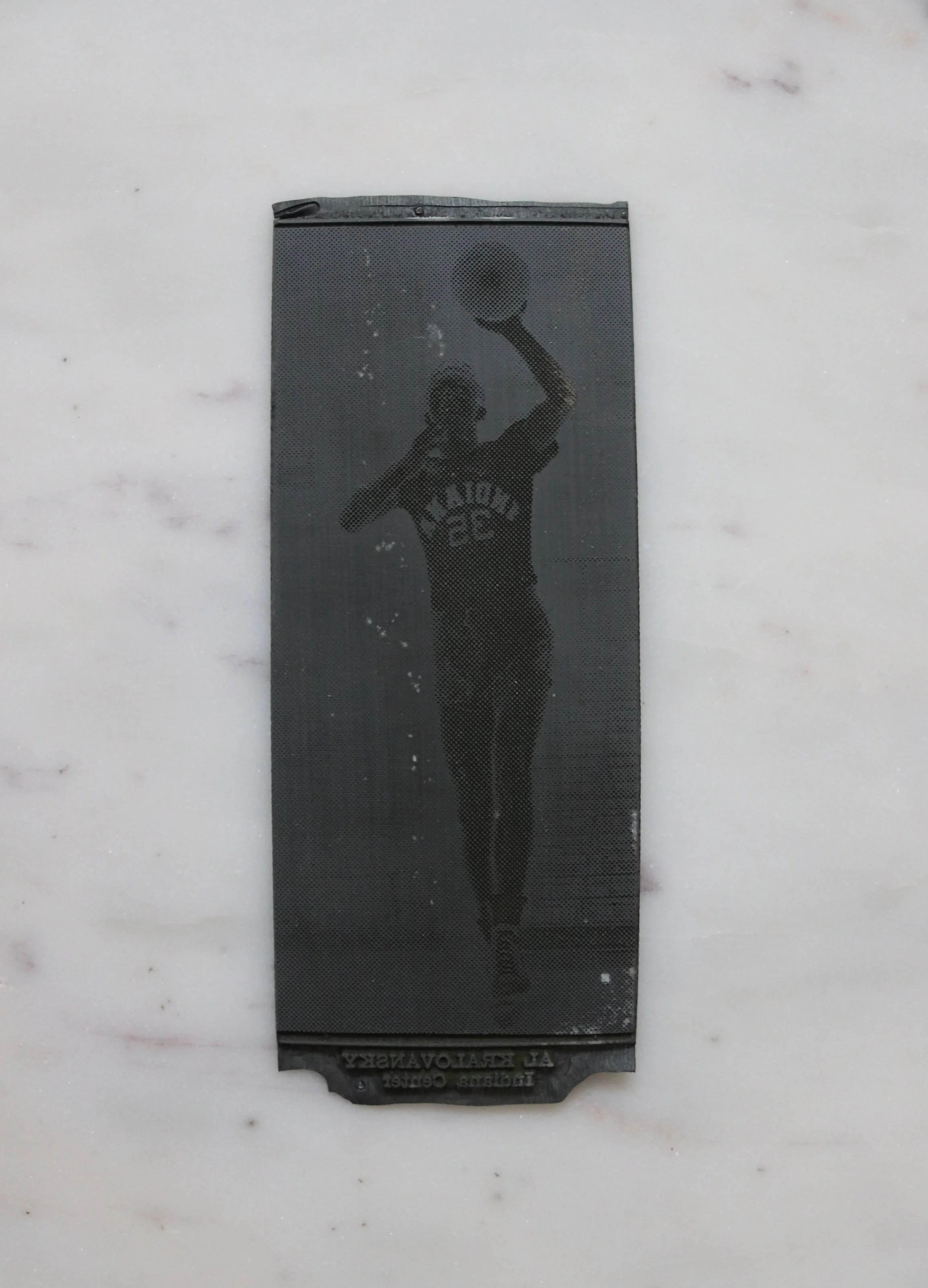 1940s IU Indiana University Hoosiers Basketball Memorabilia: Al Karlovansky Printing Press Plate
