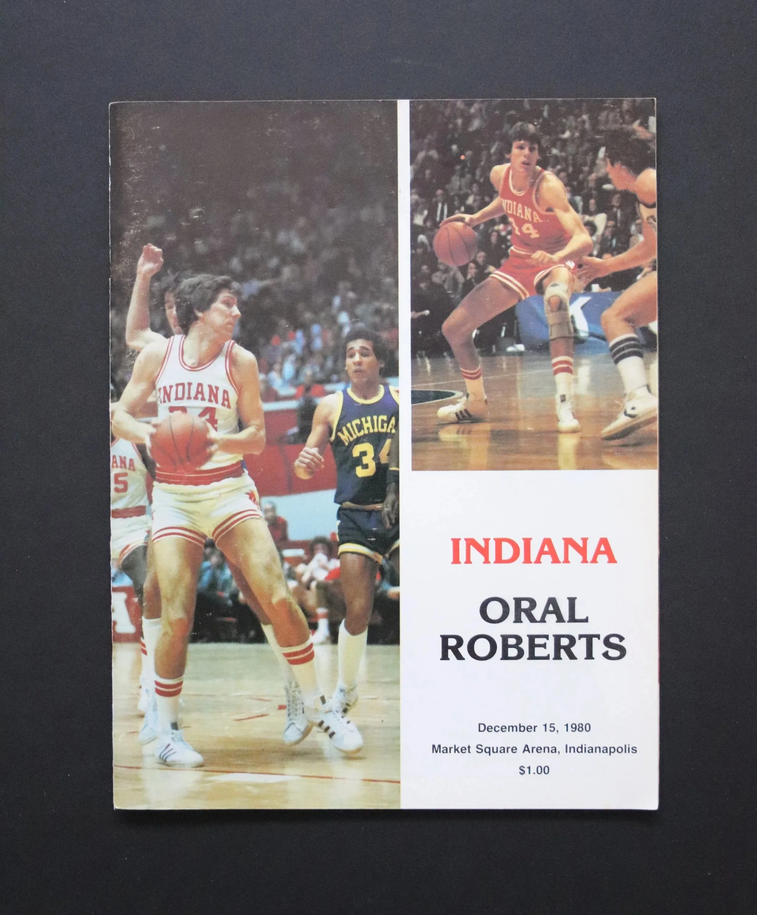 February 15, 1980 IU Indiana University Hoosiers vs Oral Roberts Basketball Game Program (Home)