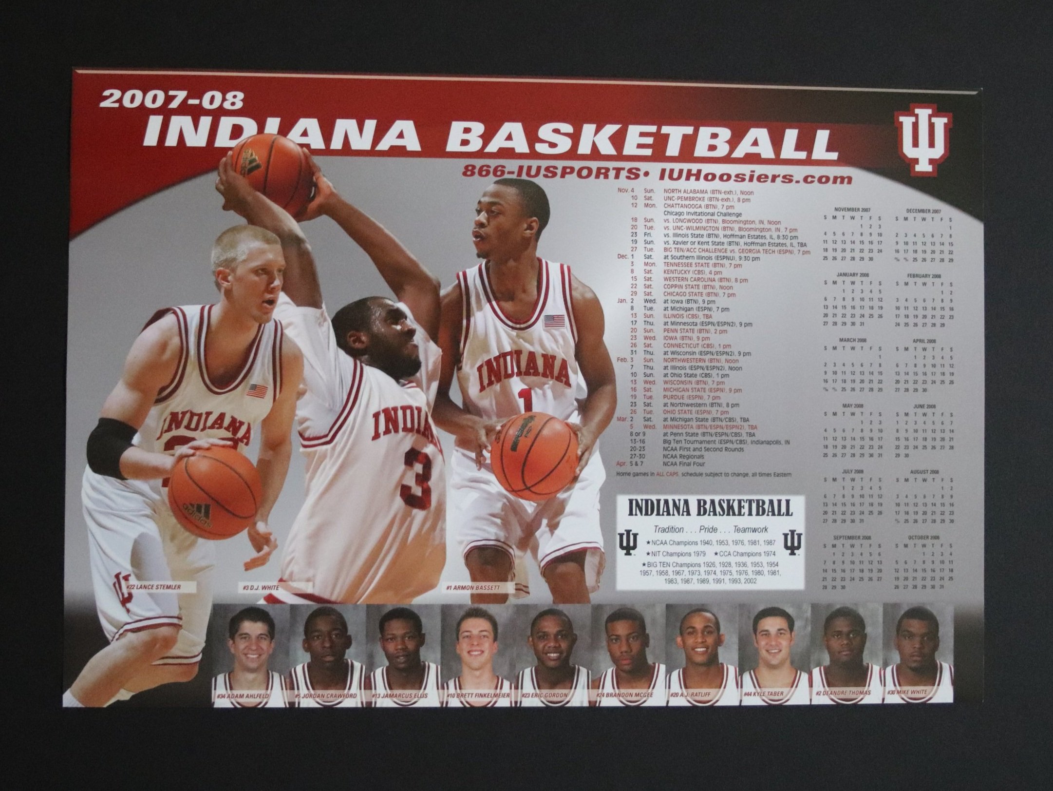 Indiana Hoosiers College Basketball Poster Schedule 2007-2008 