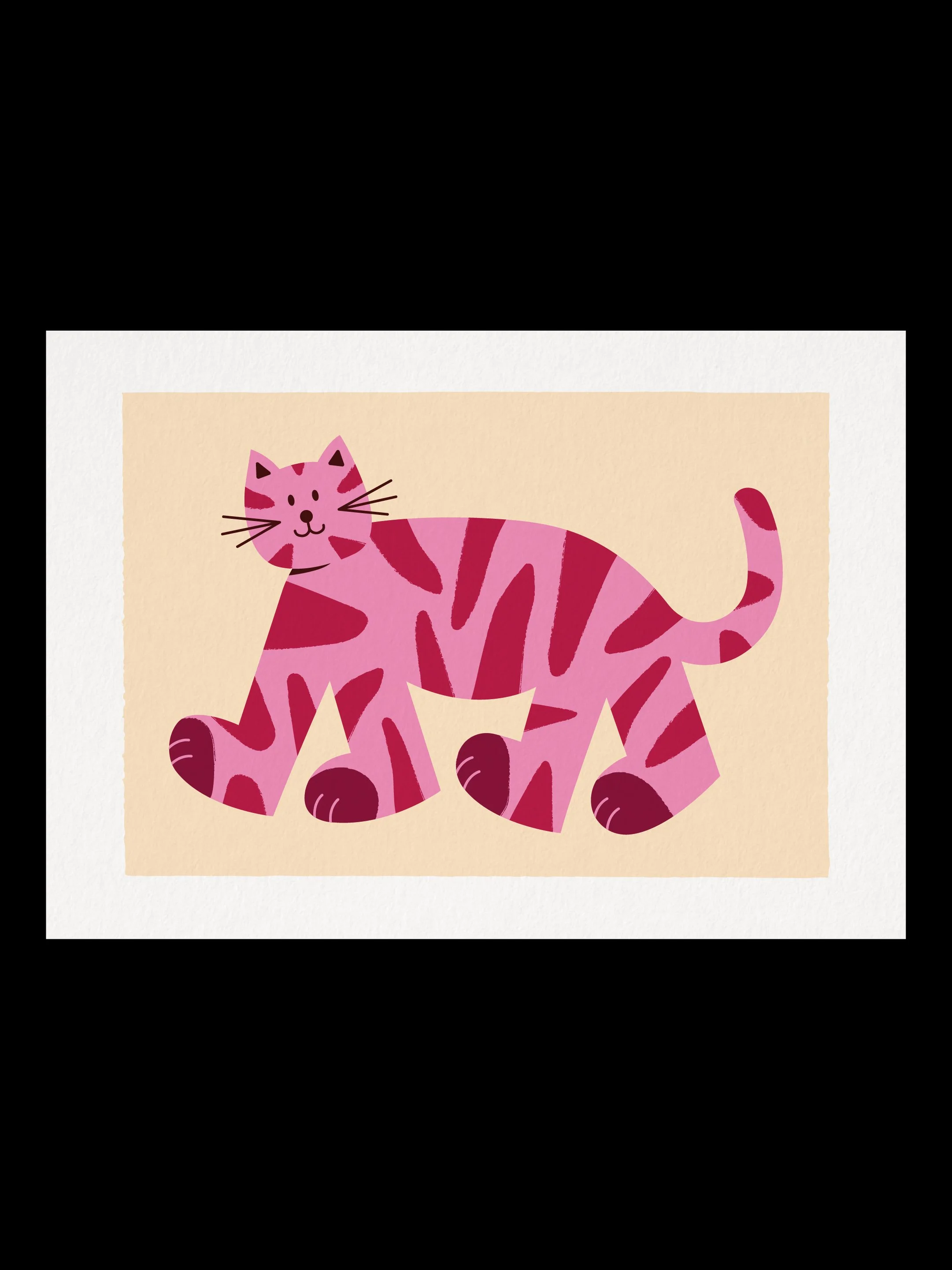 Chat rose – Illustration A5