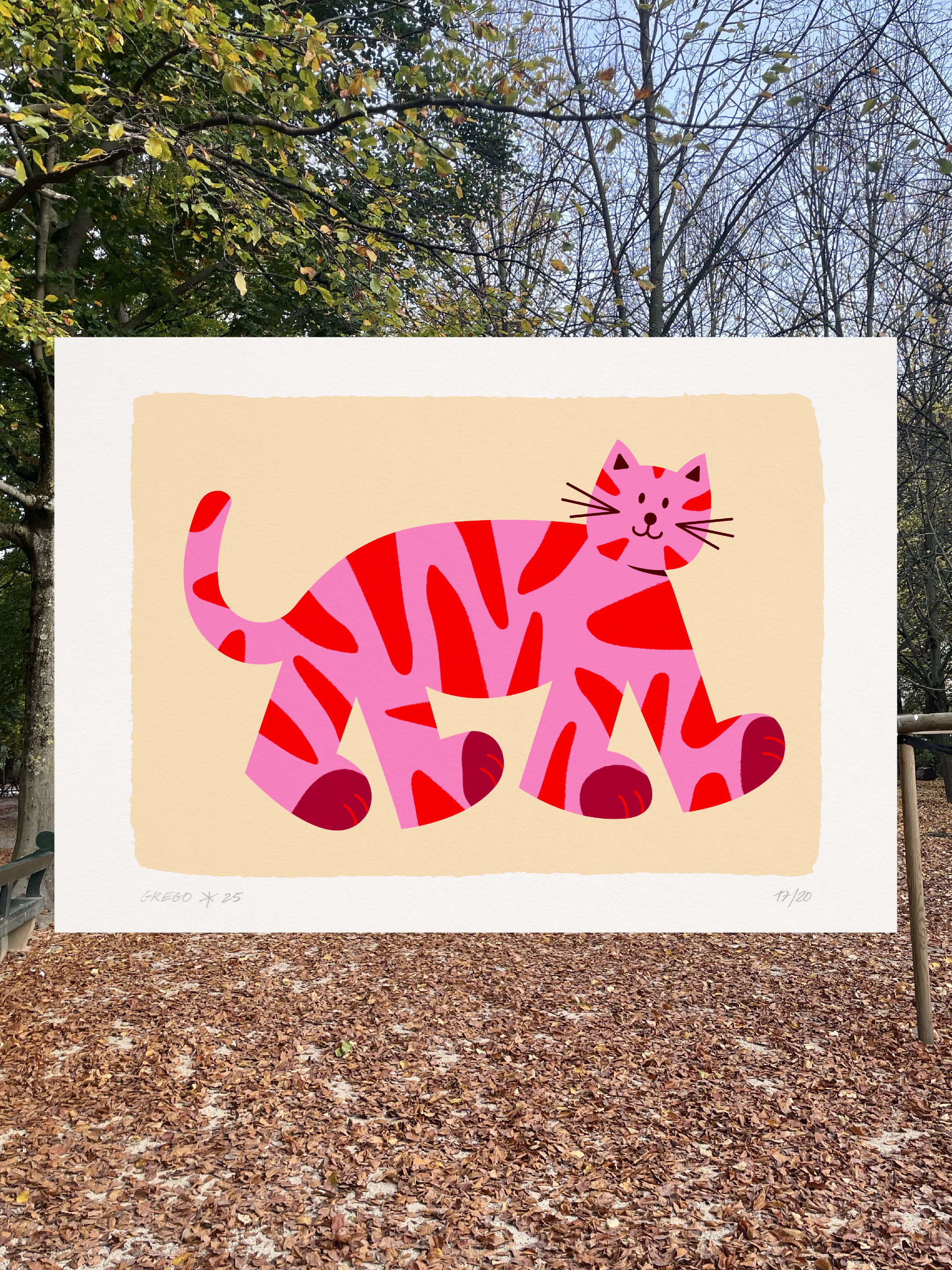 Chat rose – Illustration A3