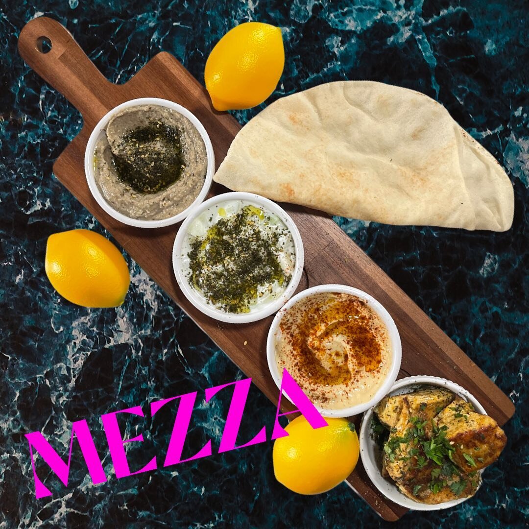 MEZZA @ ABBAS ! Enjoy warm pita and our favorite dips- creamy hummus,smoked baba ganoush, and minty tatziki 🫓 with your choice of BQQd lamb, chicken or fresh falafel 🧆  @nobhillfoodcarts_pdx &amp; @chillnfill  #ABBAS #pdx #portland #oregon #eatloca