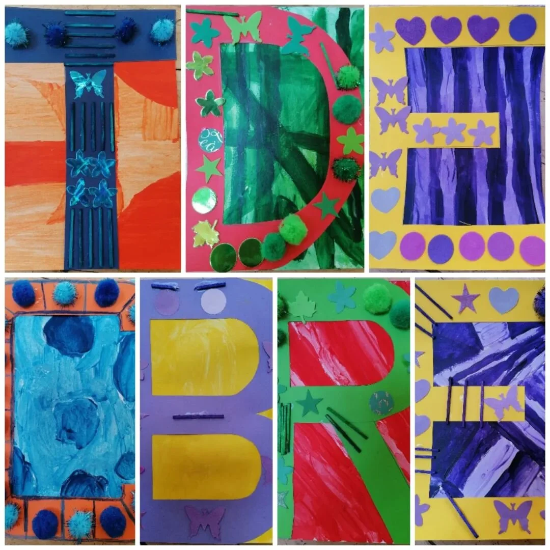 A very successful Lettering class, using complimentary opposites. Well done, Fungie class! 
#kidsartclasses #kerryarts #kerry #kerrycountyarts #traleearts #tralee #artclasses #artclassesforkids #graphicdesign #lettering #colour