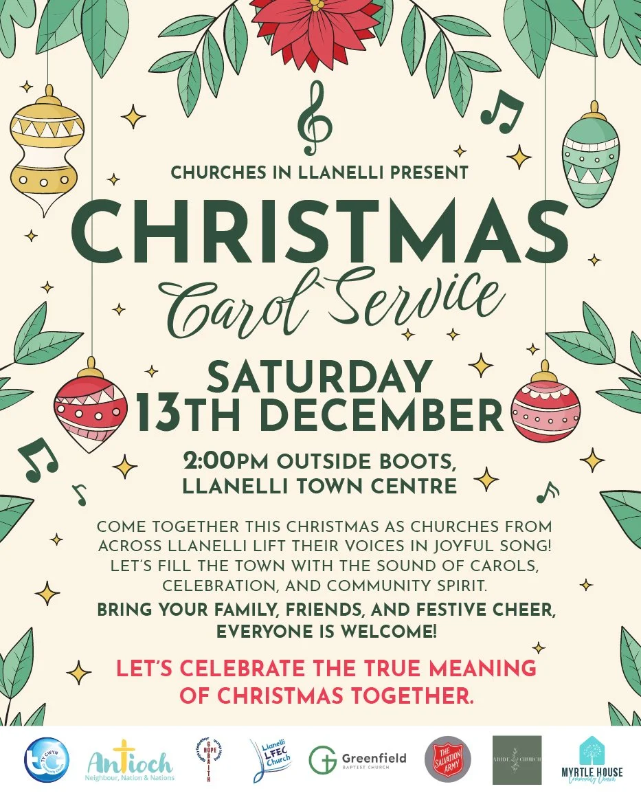 🎄 Today&rsquo;s the day!

We&rsquo;d love to see you at the Churches in Llanelli Christmas Carols this afternoon in Llanelli Town Centre.
Join us outside Boots at 2pm for a festive time of singing and community cheer.

Wrap up warm, bring a friend, 
